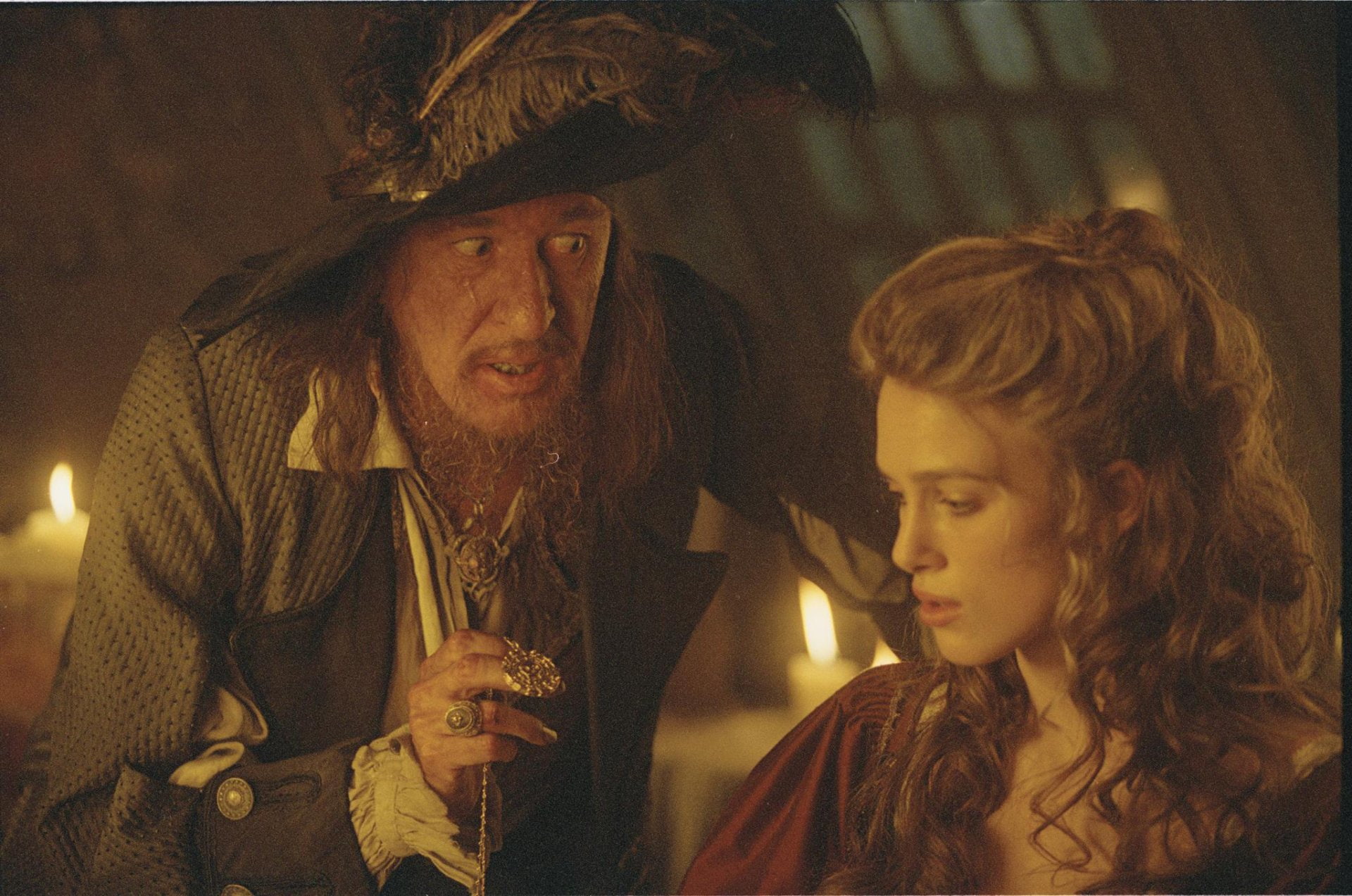 Elizabeth Swann, Pirates Of The Caribbean, 1080P, Geoffrey Rush, Pirates Of The Caribbean: The Curse Of The Black Pearl, Keira Knightley, Hector Barbossa, HD Wallpaper