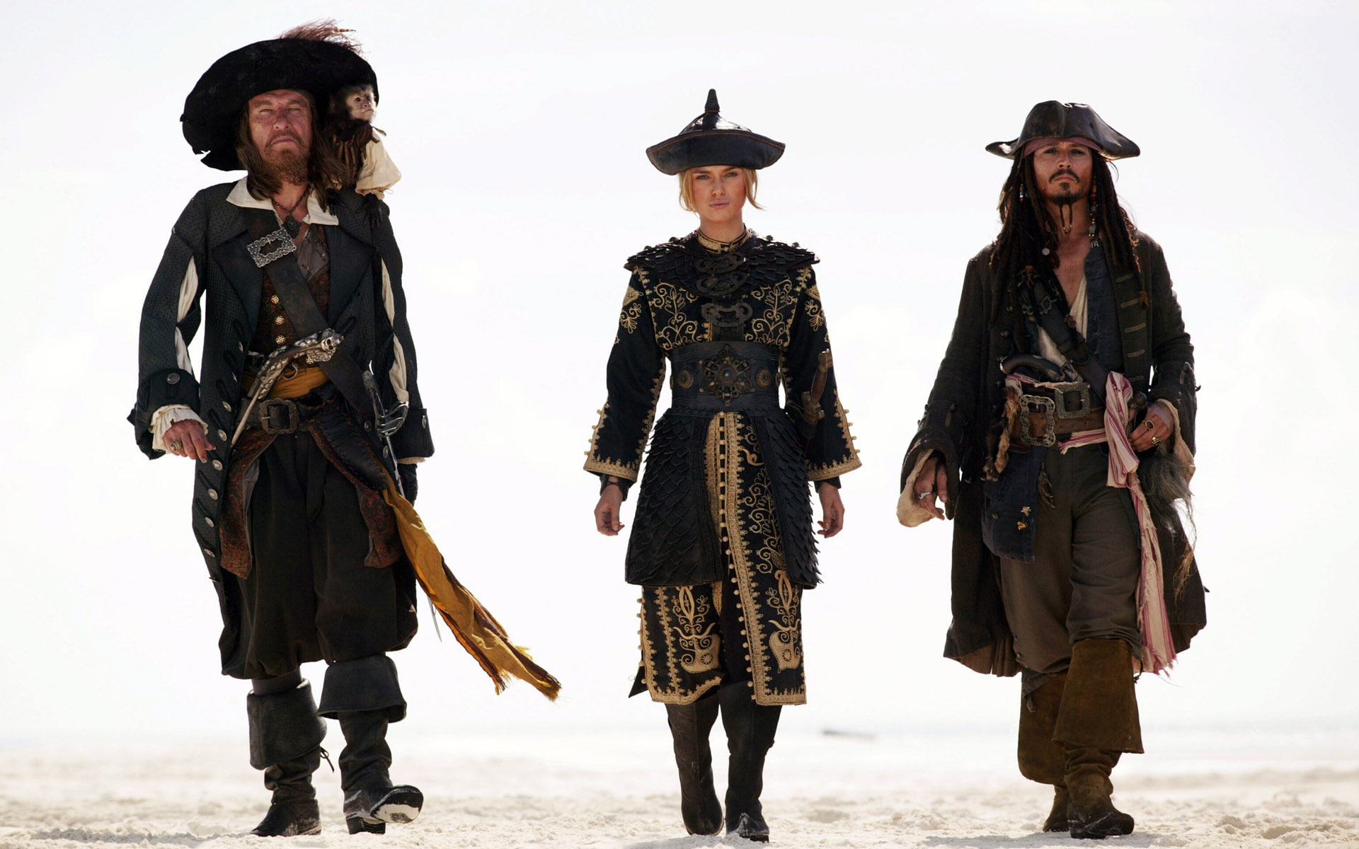 1080P, caribbean, elizabeth, sparrow, swann, pirate, knightley, rush, jack, johnny, pirates, keira, geoffrey, depp, barbossa, HD Wallpaper