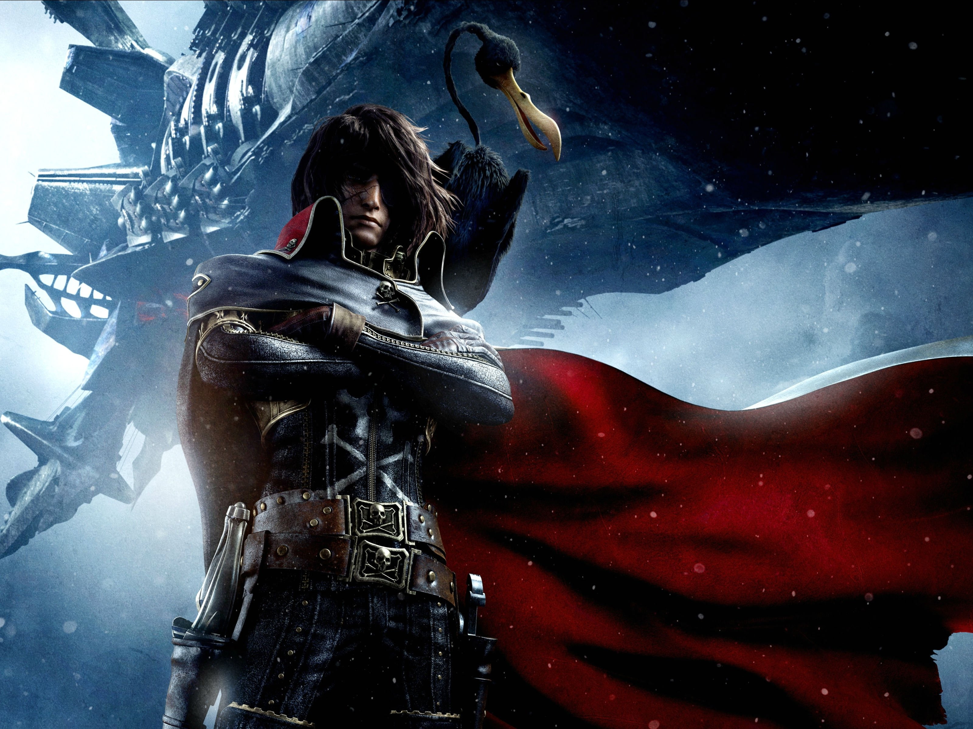 fi, female likeness, creativity, Harlock, cold temperature, pirate, human representation, pirates, architecture, art and craft, nature, sky, water, representation, HD Wallpaper