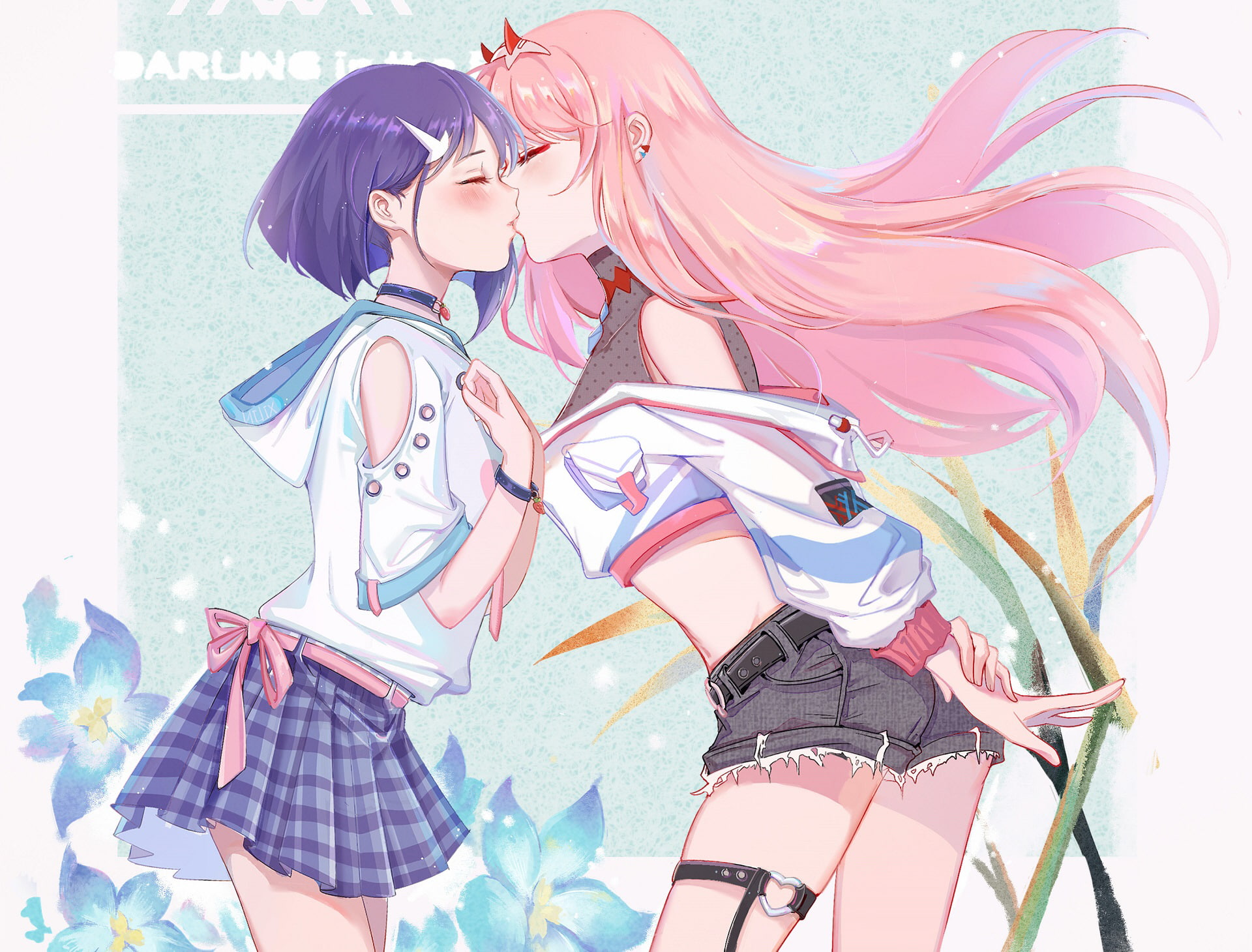 Zero Two (Darling in the FranXX), Yuri, 1080P, Anime, Ichigo (Darling in the FranXX), Darling in the FranXX, HD Wallpaper
