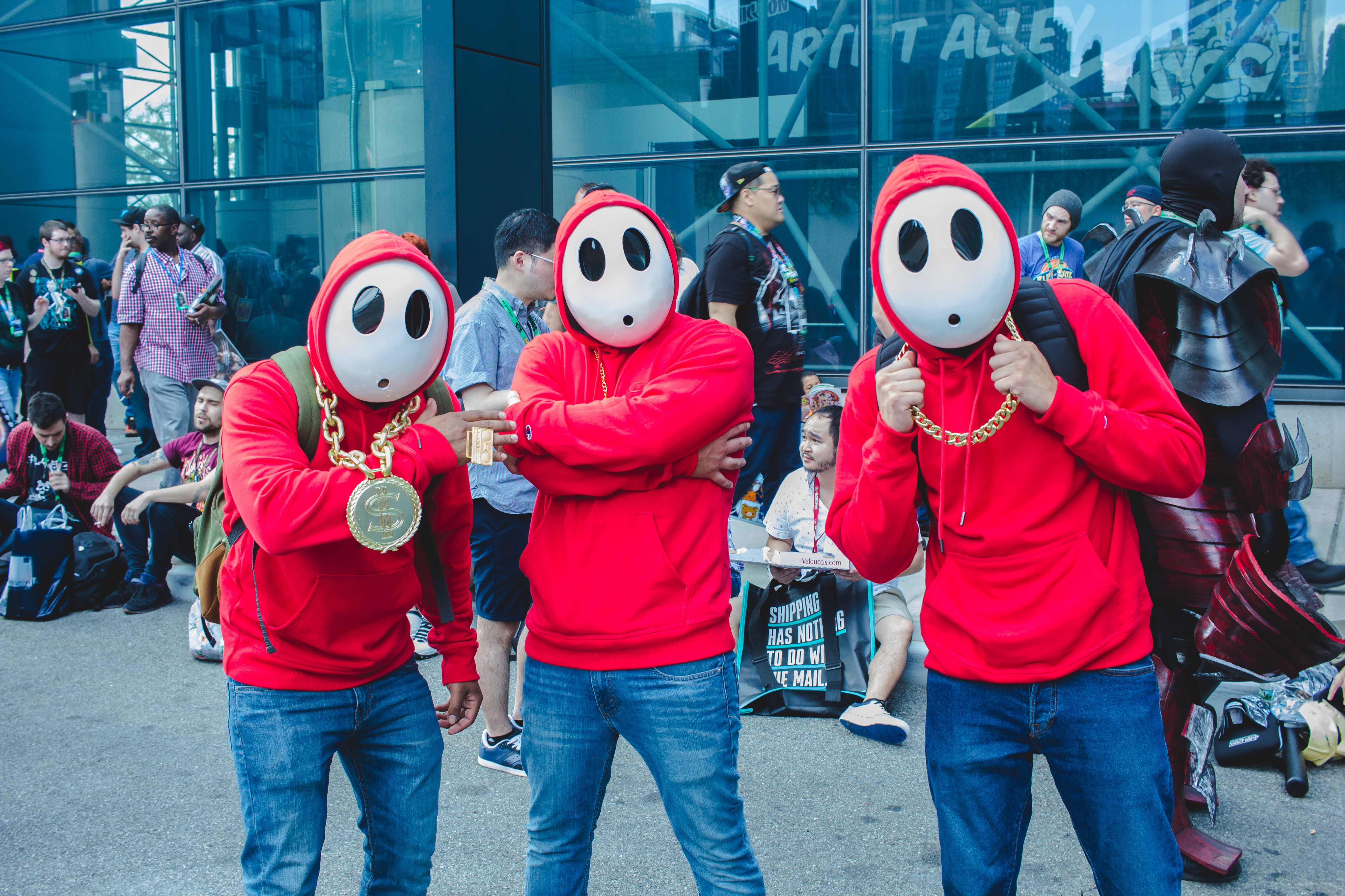 lifestyles, representation, comic con, day, shy guy, built structure, women, three quarter length, outdoors, new york, 5K, men, funny, street, nintendo, HD Wallpaper