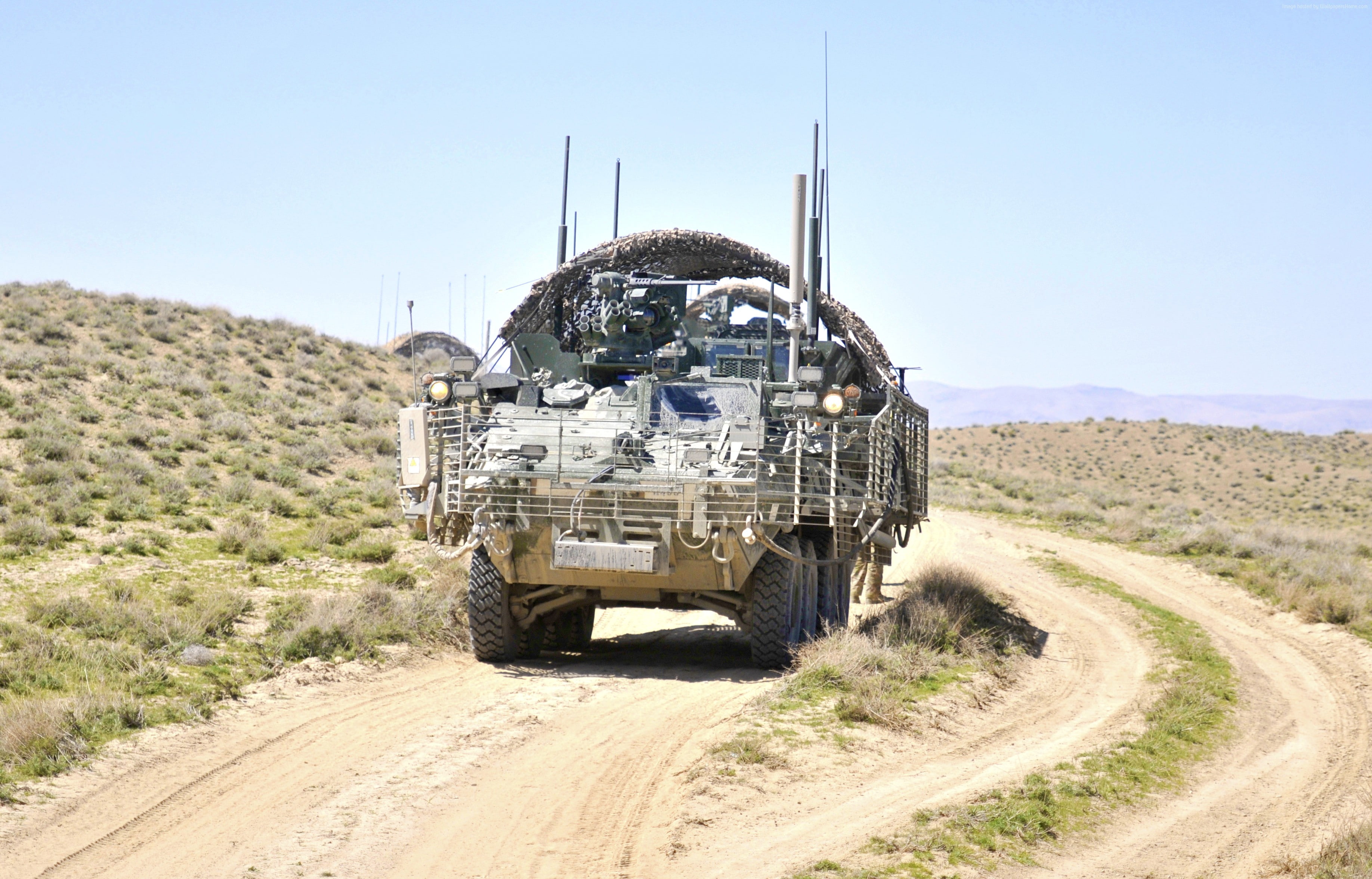 armored fighting vehicles, U.S. Army, 2K, IAV Stryker, M1126, desert, ICV, HD Wallpaper