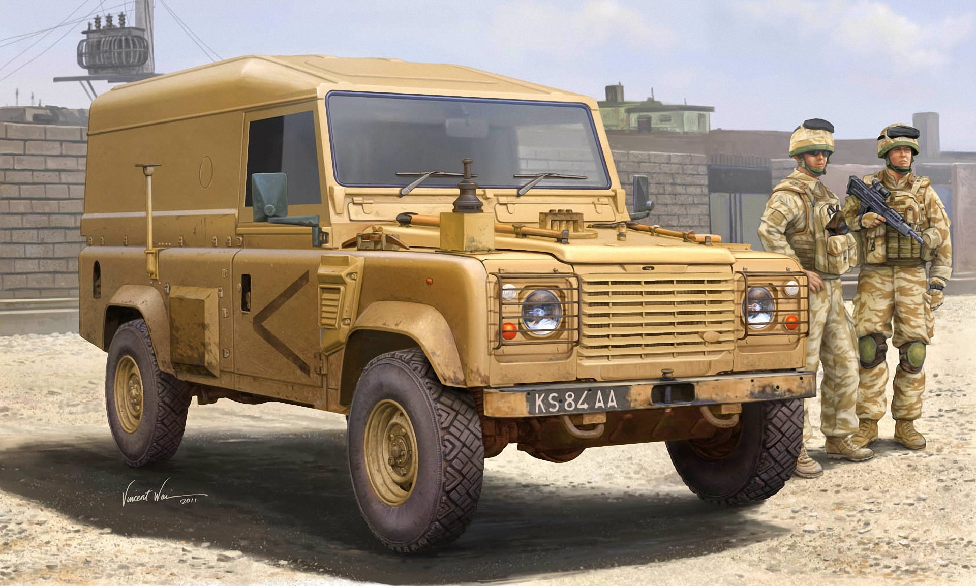 figure, Vincent Wai, soldiers, army jeep, the SUV, Defender 110 Hardtop, 1080P, HD Wallpaper
