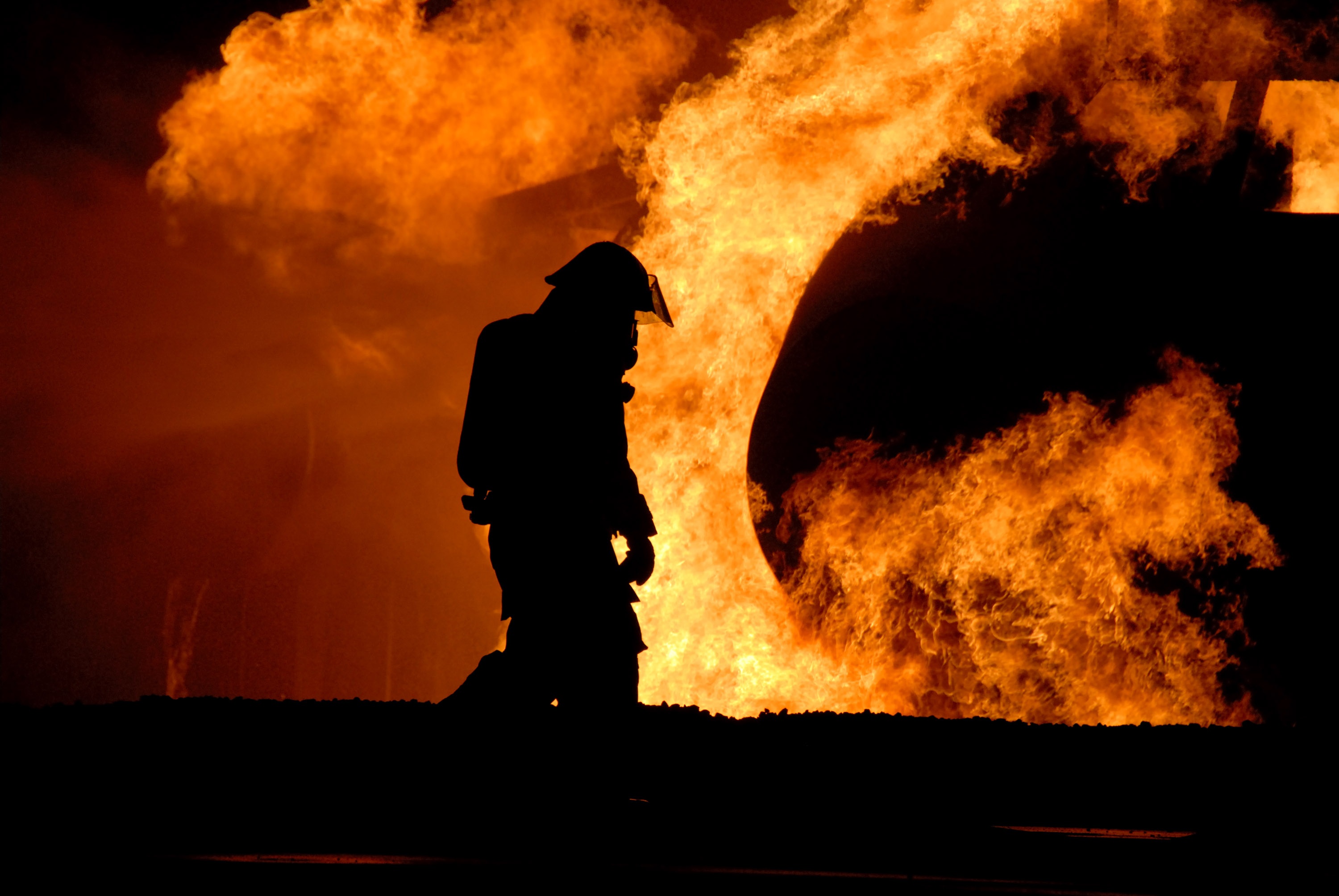 fireman, orange color, protection, equipment, nature, men, service, firefighter, safety, sign, fire - natural phenomenon, one person, accidents and disasters, HD Wallpaper