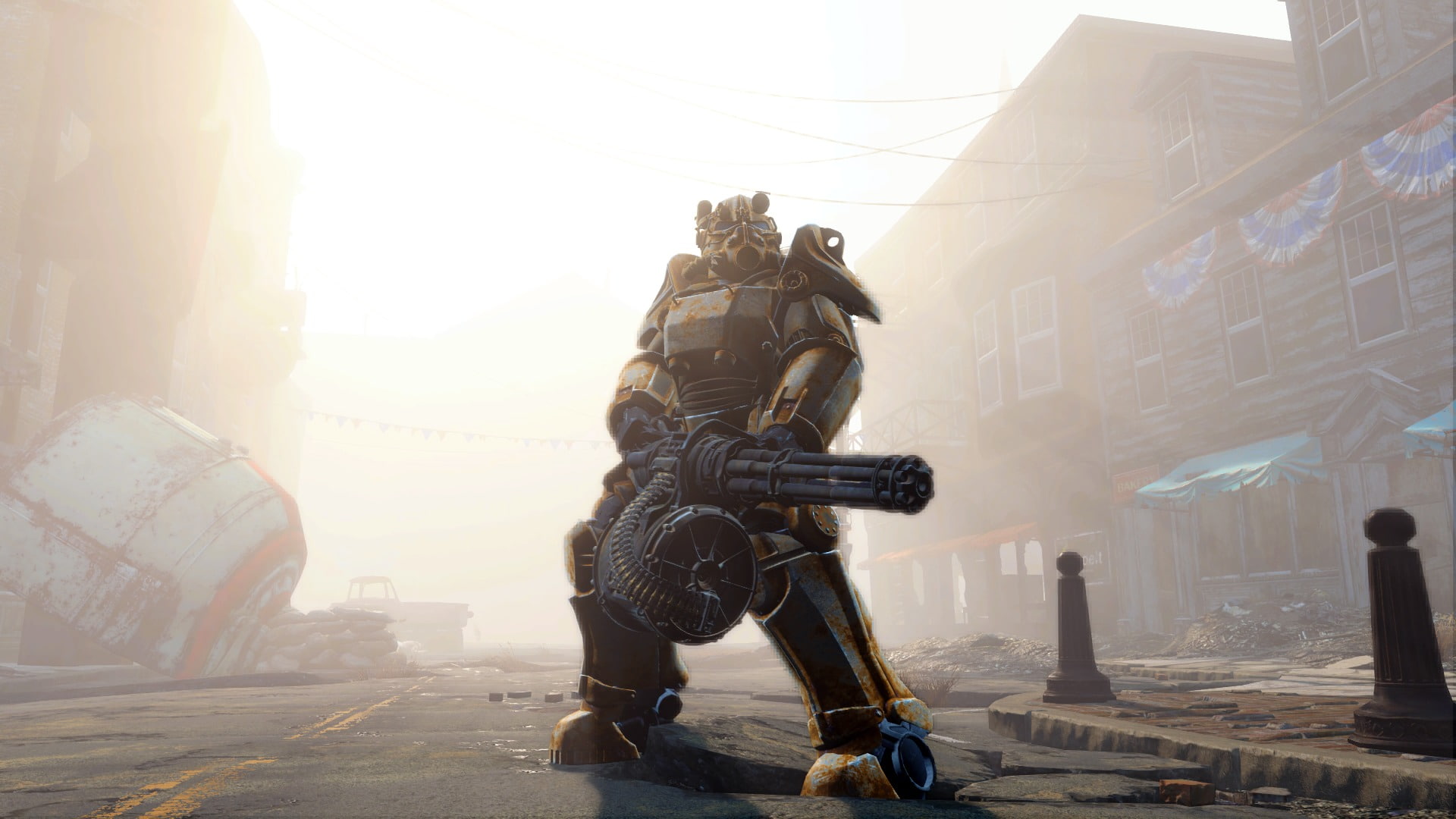 power, gun, heavy armor, minigun, Fallout 4, 1080P, HD Wallpaper