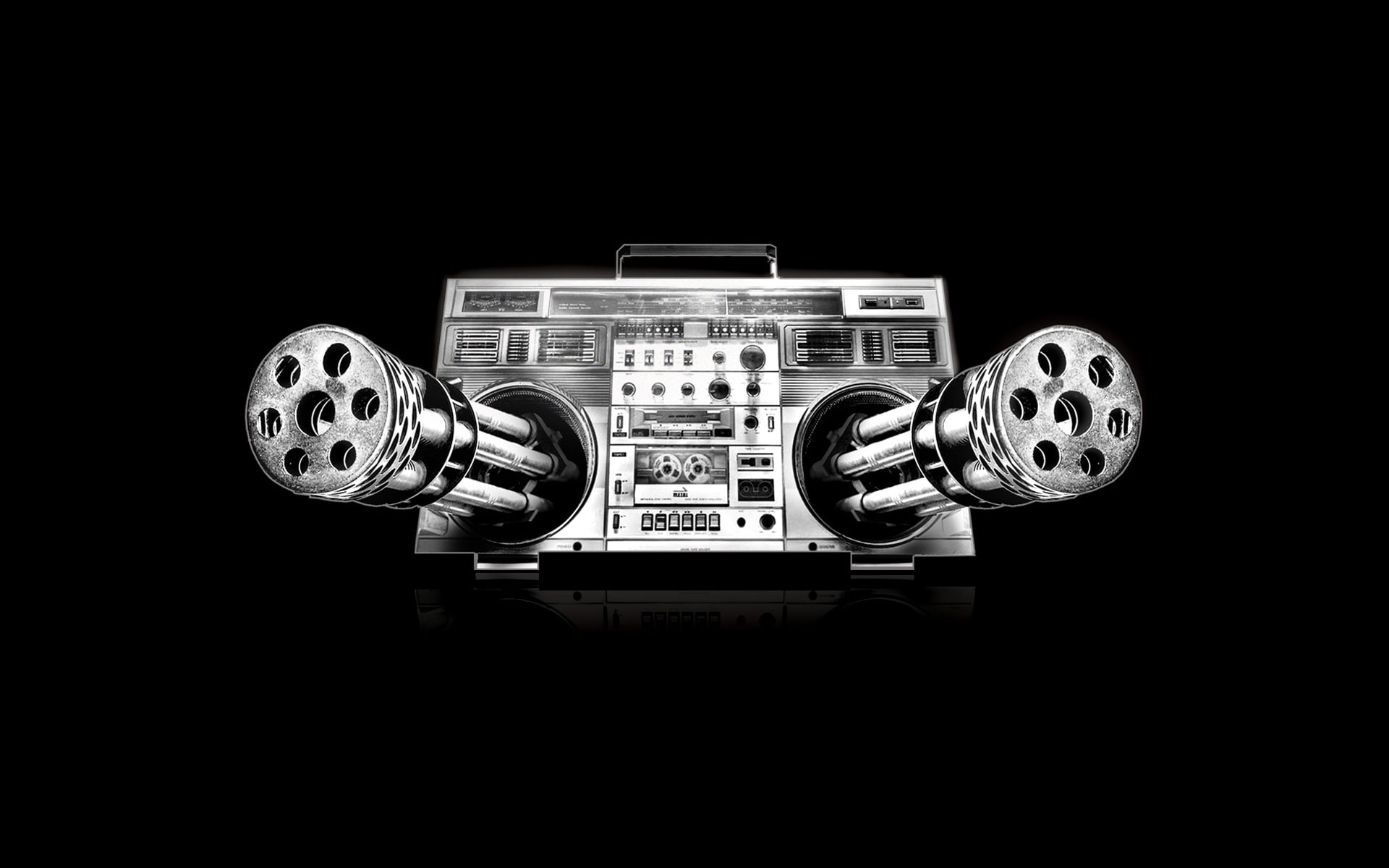 art, entertainment, hd, minigun, black, stereo, background, 1080P, x, Music, HD Wallpaper