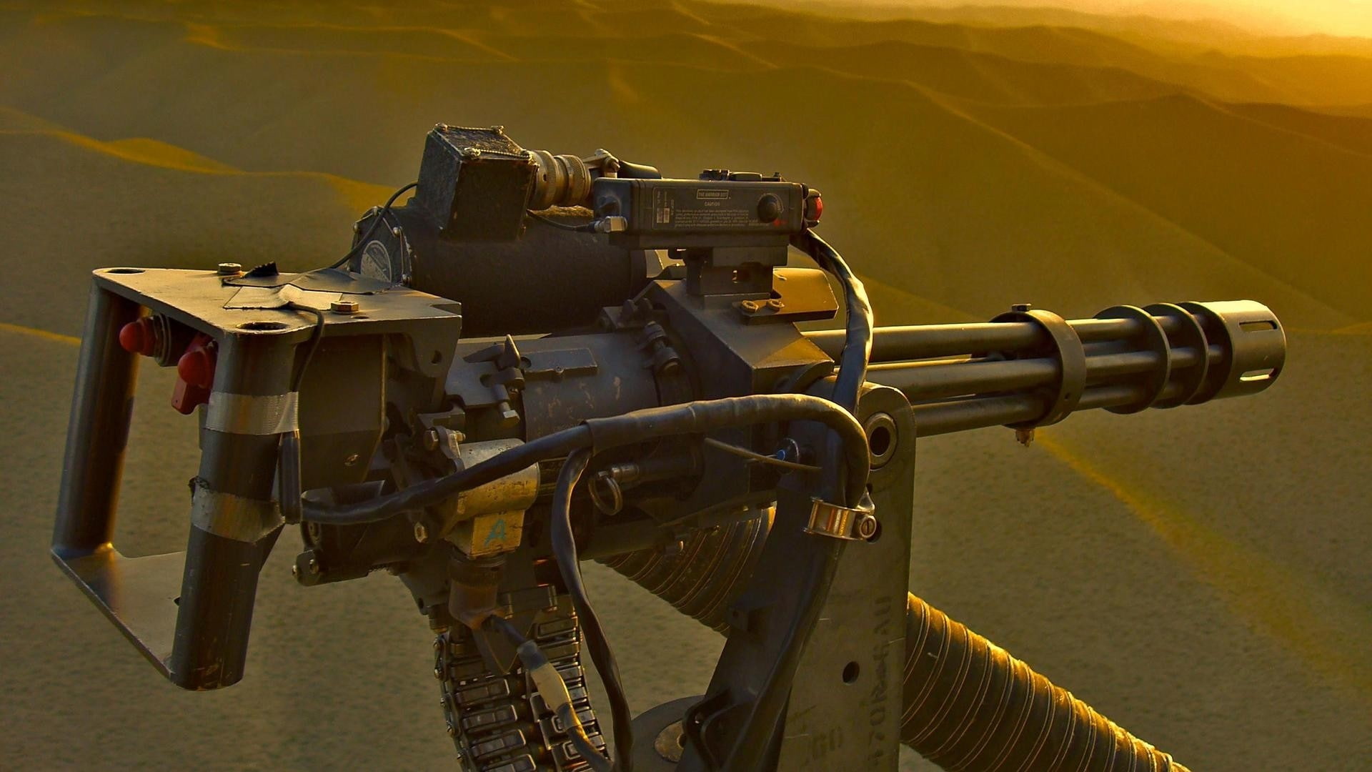 weapons, deserts, Guns, 1080P, nature, hd, x, minigun, desert, art, HD Wallpaper