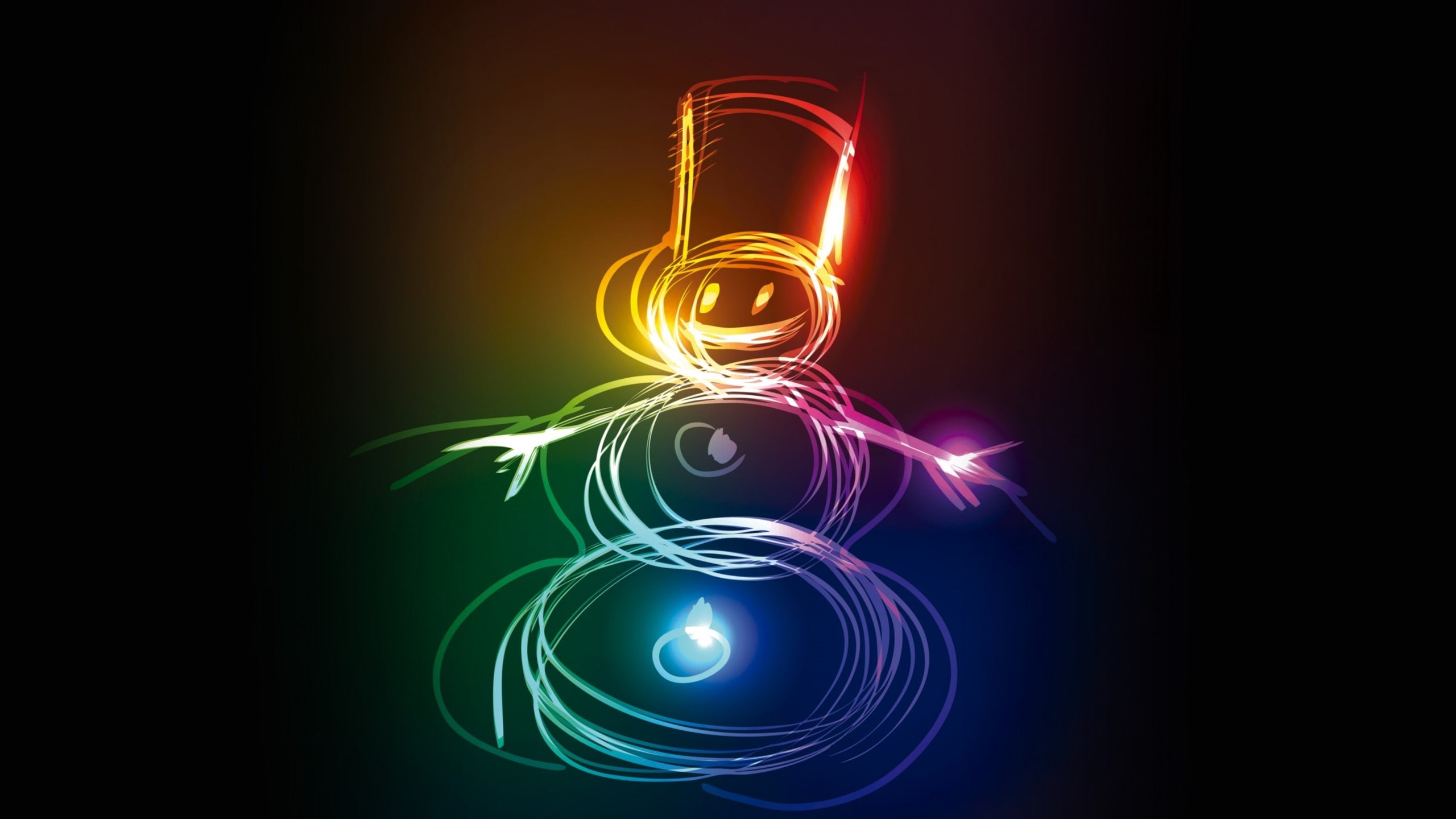 snowman, 2K, 4k pics, ultra hd, neon, HD Wallpaper