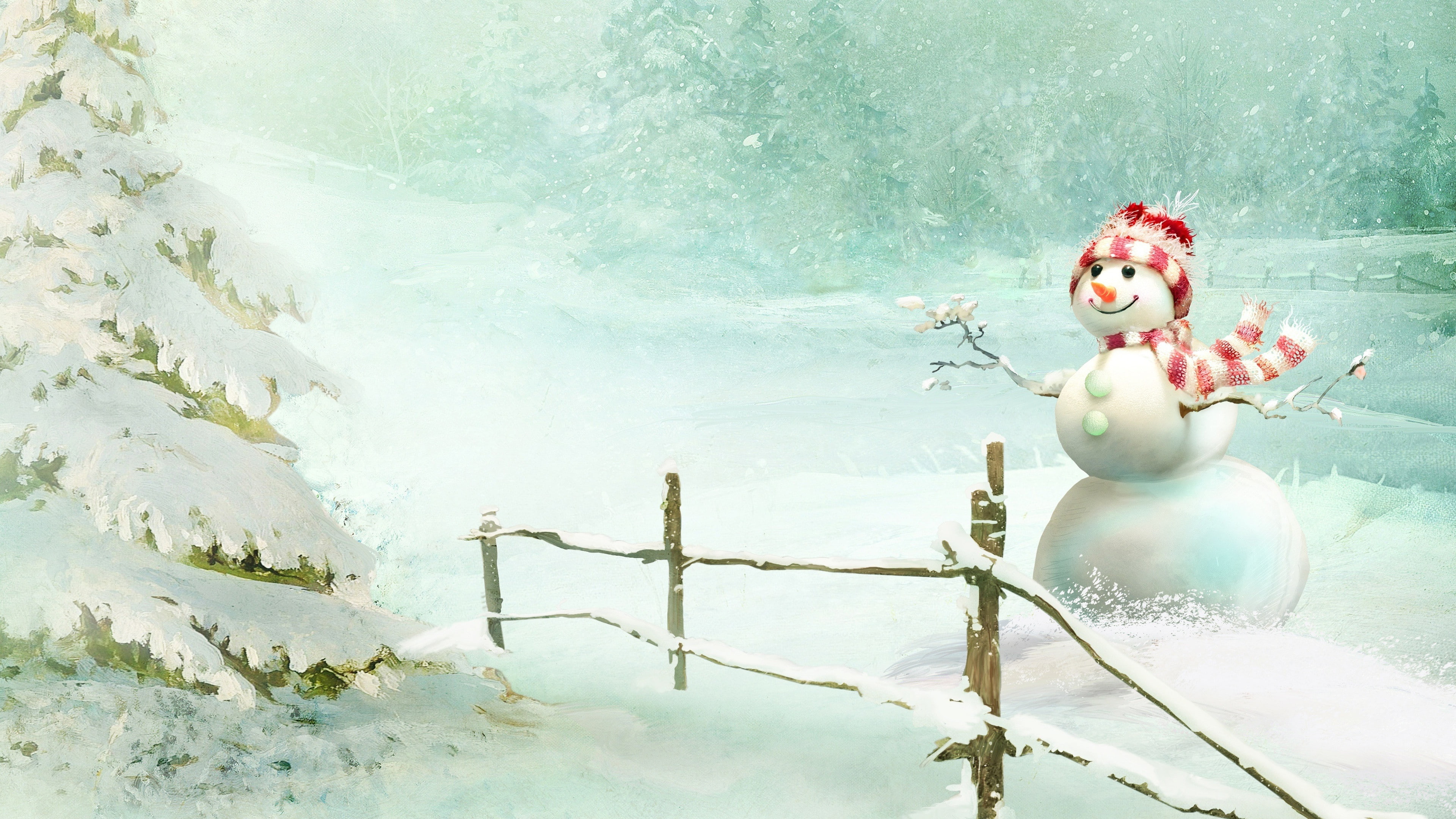 christmas, 4k pics, 4K, ultra hd, snowman, HD Wallpaper