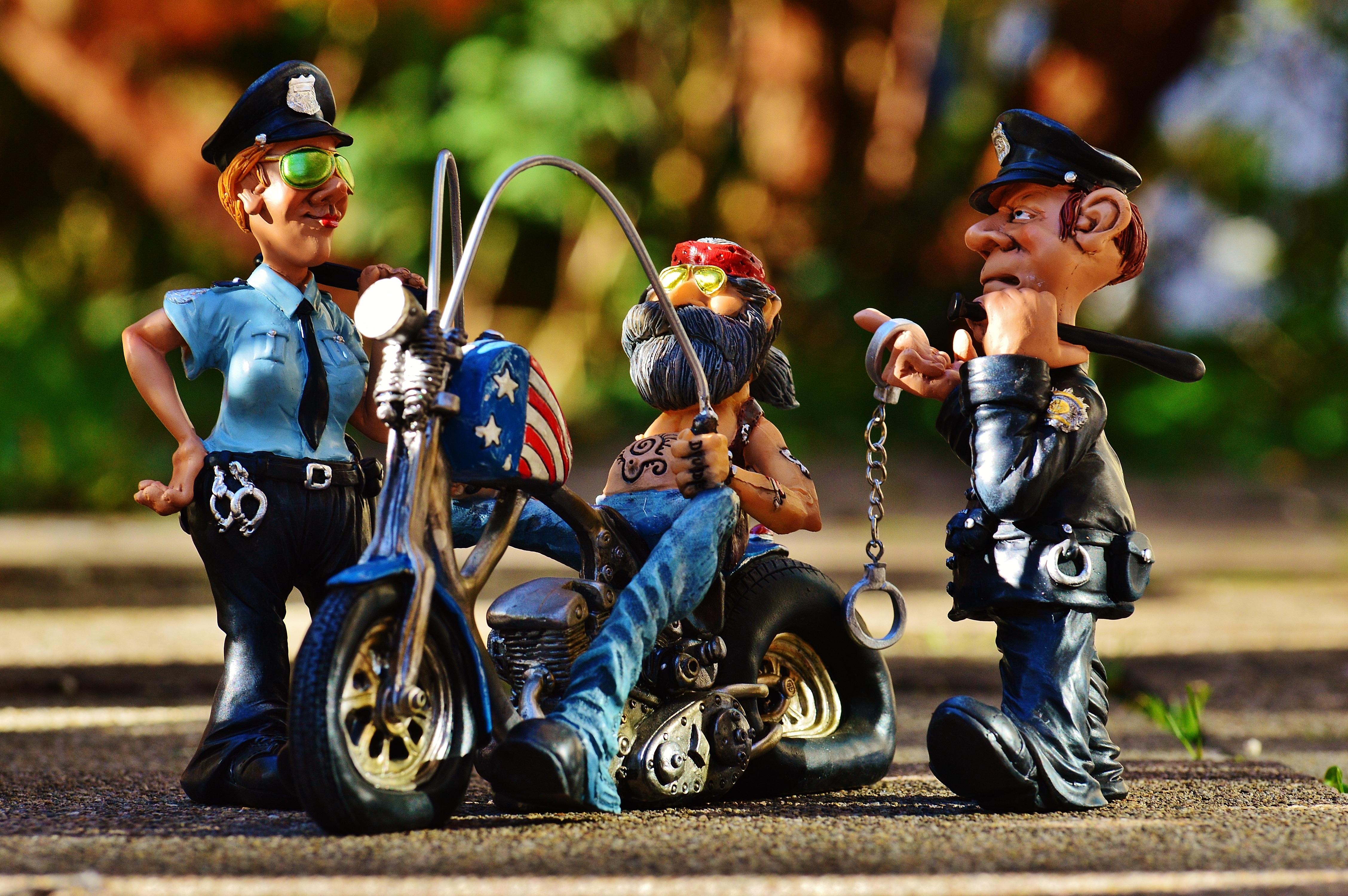 jeans, outdoors, motorcycle, childhood, males, two wheeled vehicle, group of people, scooter, cop, 4K, human representation, tilt, helmet, sit, three, HD Wallpaper