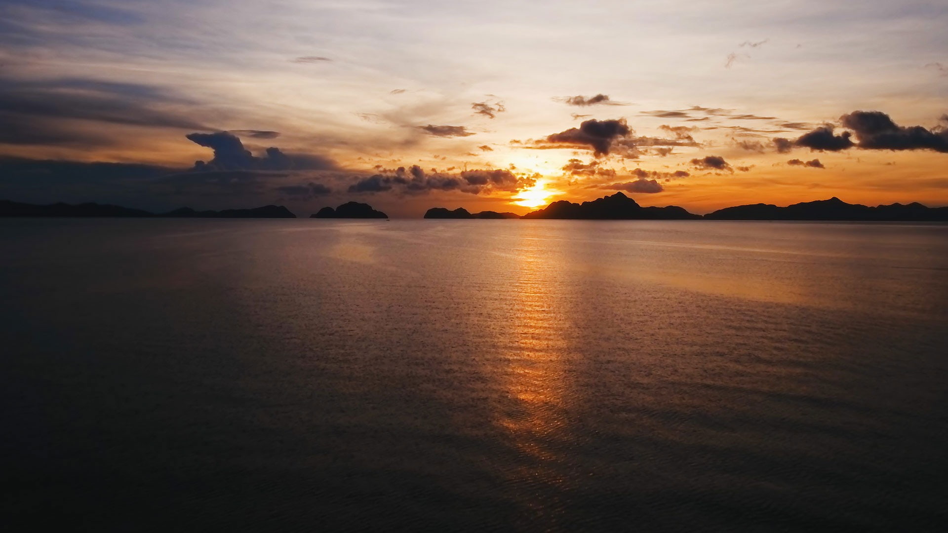 beach, no people, silhouette, b, el, orange color, palawan, sunset, cloud - sky, nido, sea, bay, bacuit, land, beauty in nature, water, tranquility, scenics - nature, HD Wallpaper