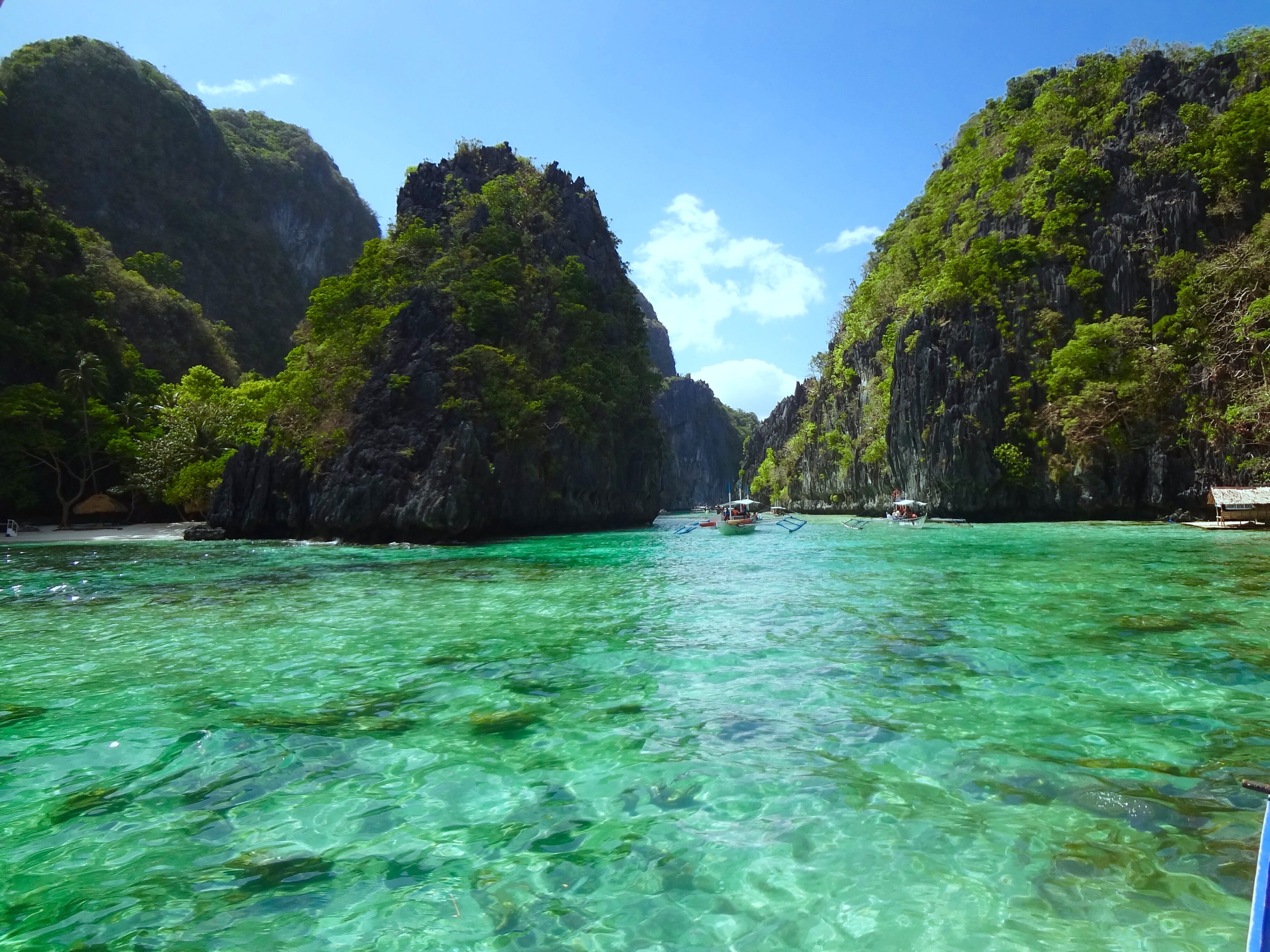 solid, water, land, mountain, 2K, beauty in nature, el nido, blue, nature, tranquil scene, sea, waterfront, no people, day, turquoise colored, tranquility, HD Wallpaper
