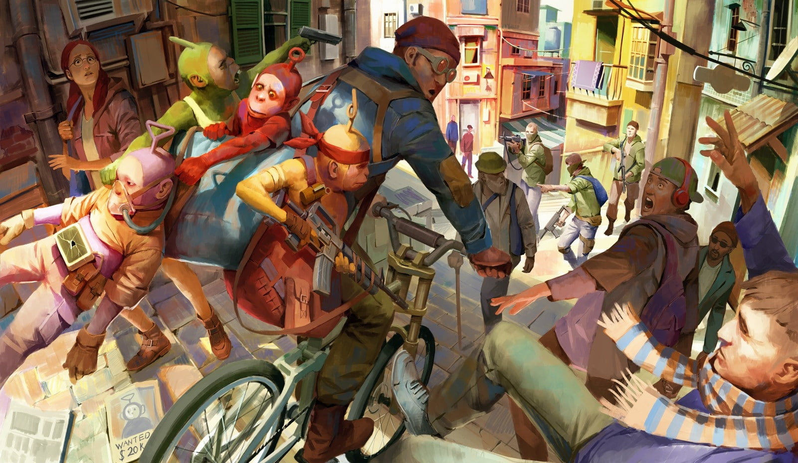 group of people, representation, 720P, street, painting, outdoors, hat, architecture, women, mode of transportation, city, day, teletubbies, crowd, transportation, HD Wallpaper