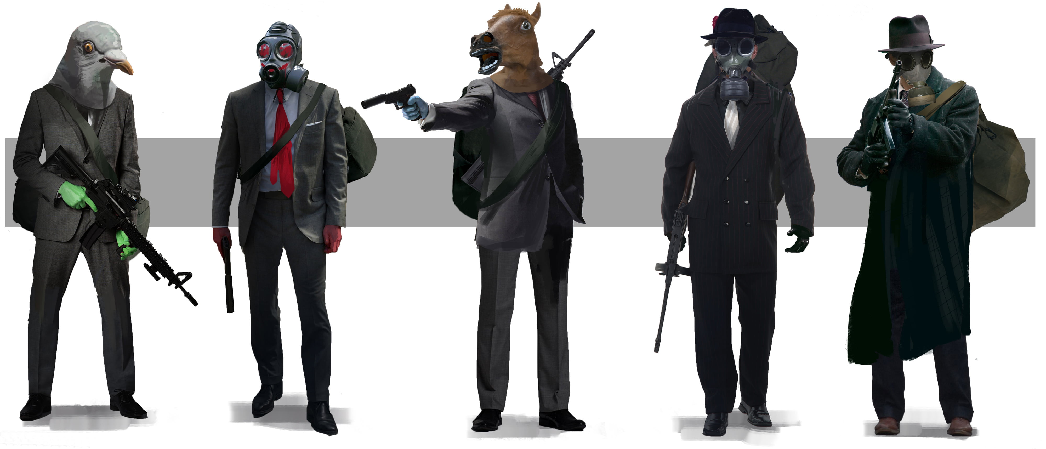 security, indoors, criminals, characters, game, rifle, the robbers, military, studio shot, protection, side by side, clothing, in a row, weapon, uniform, HD Wallpaper