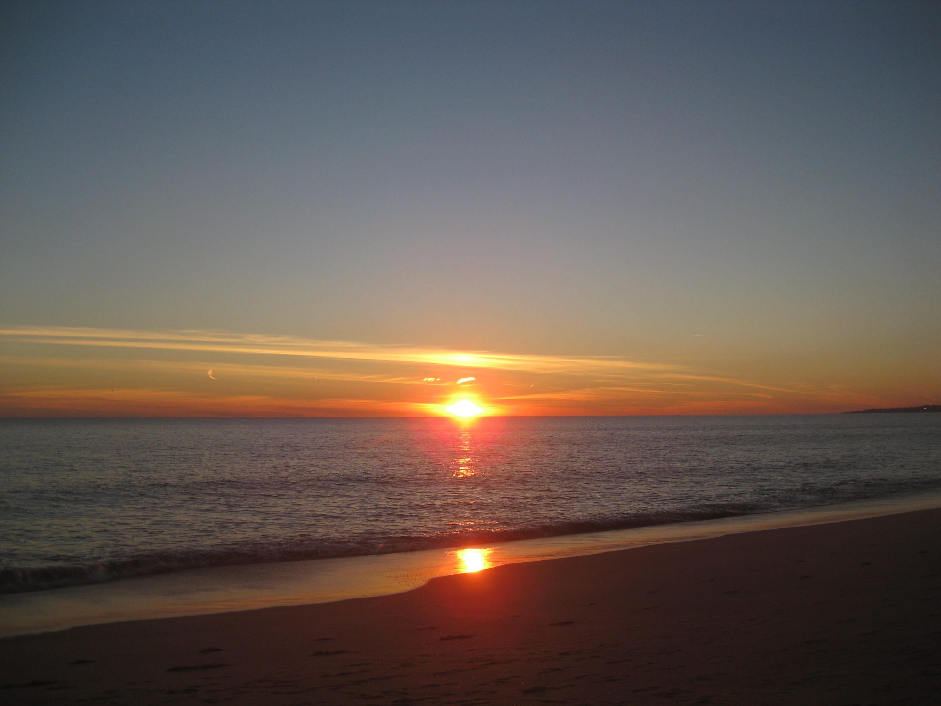 sunset, copy space, sky, orange color, idyllic, evening sky, sunset sky, romance, horizon, color, journey, nature, beach, ocean, outdoors, sea, beauty, HD Wallpaper