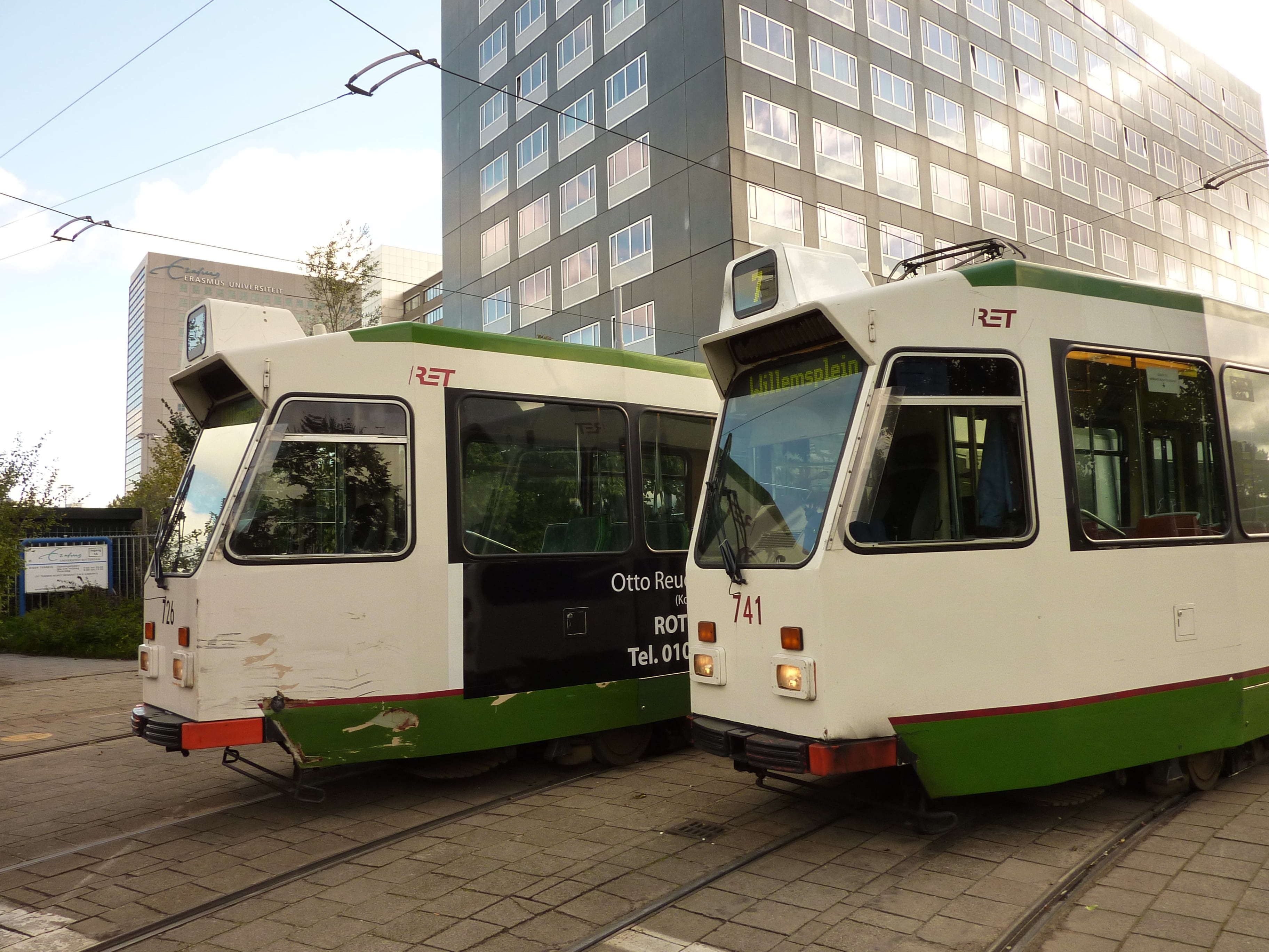 rotterdam, day, no people, outdoors, land vehicle, rail transportation, mode of transportation, skyscraper, mode of Transport, tram, urban Scene, building, HD Wallpaper