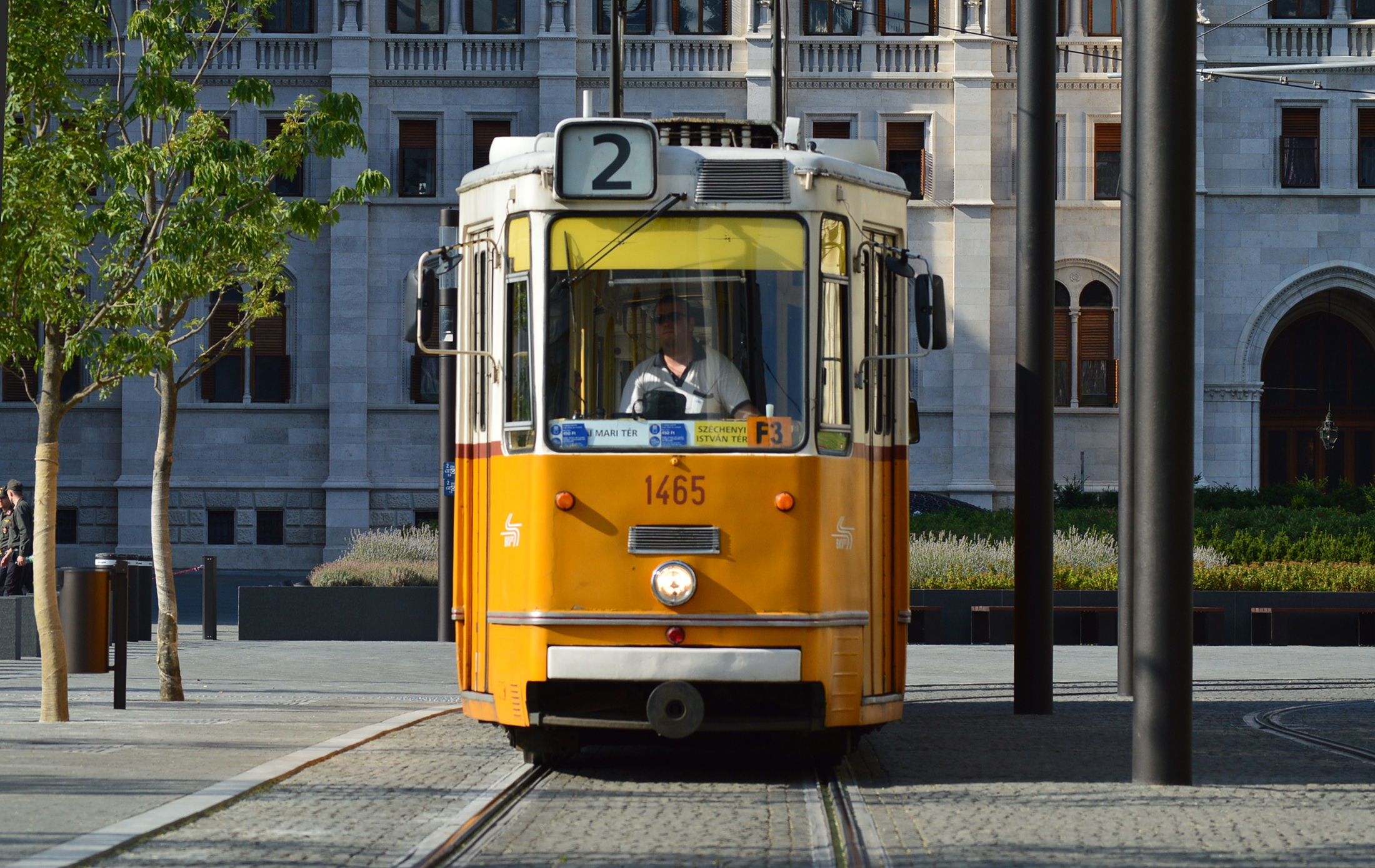 public Transportation, mode of transportation, transport, tram, mode of Transport, city, outdoors, street, budapest, real people, yellow, building, built structure, HD Wallpaper