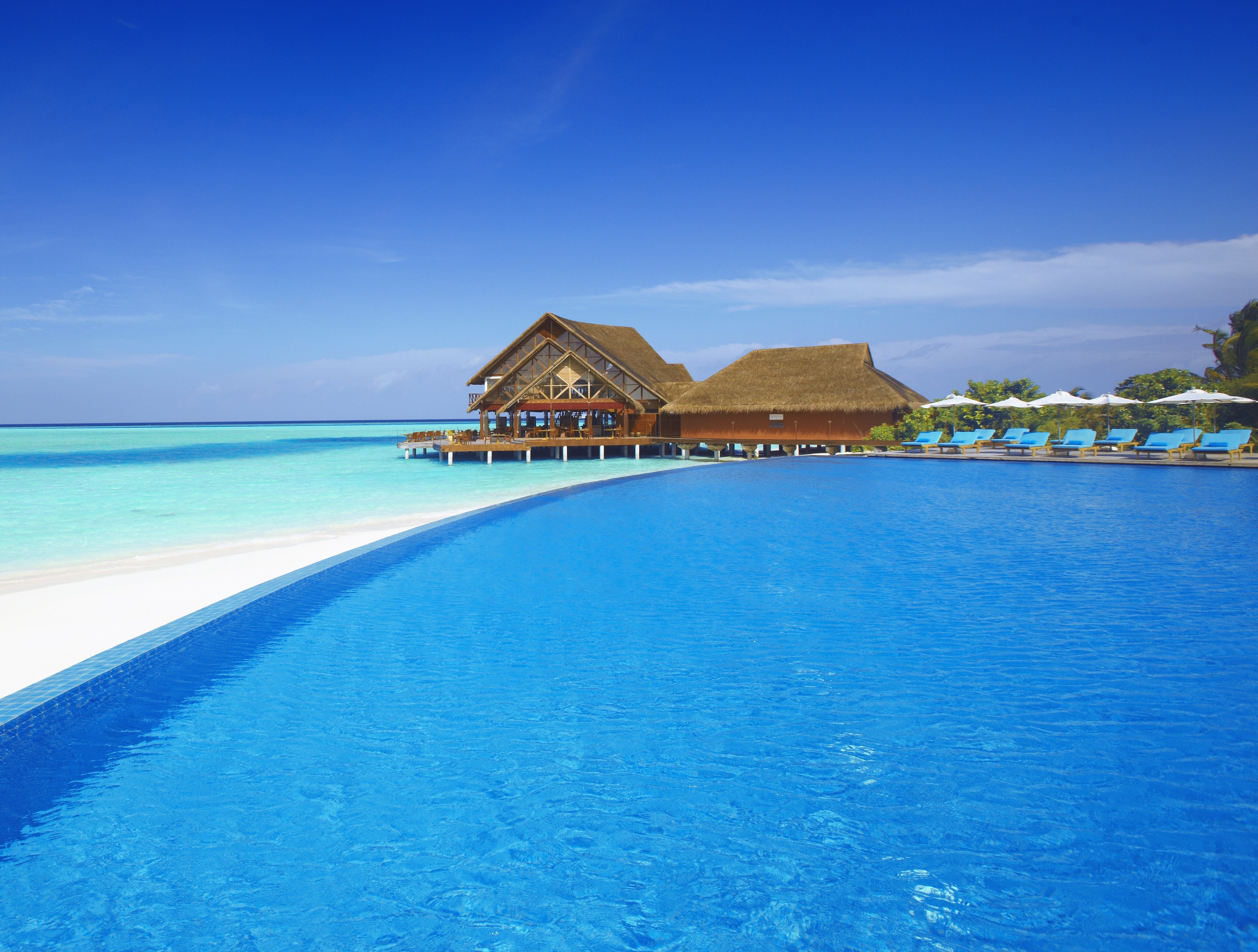 Beach resorts, Maldives, 4K, 4K, HD Wallpaper