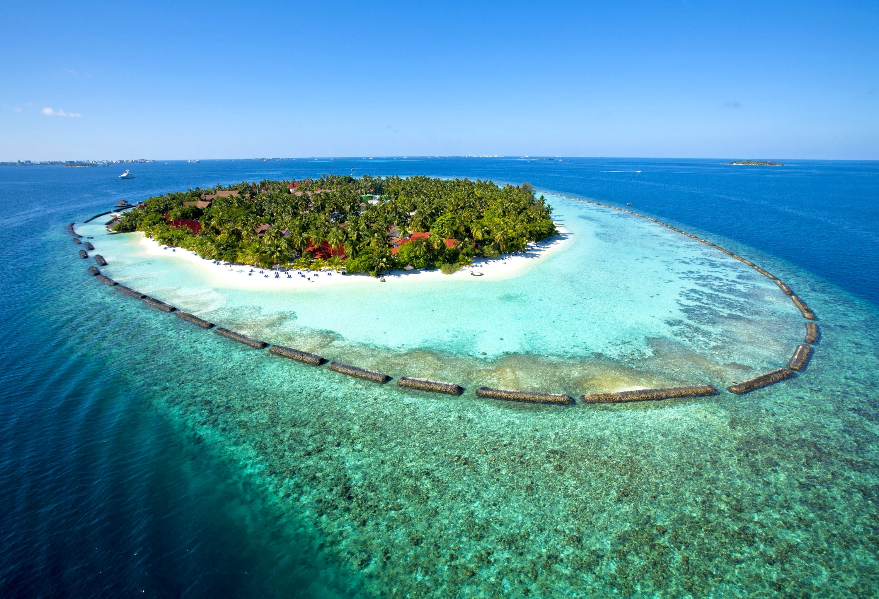 Maldives, beach, landscape, 2K, HD Wallpaper