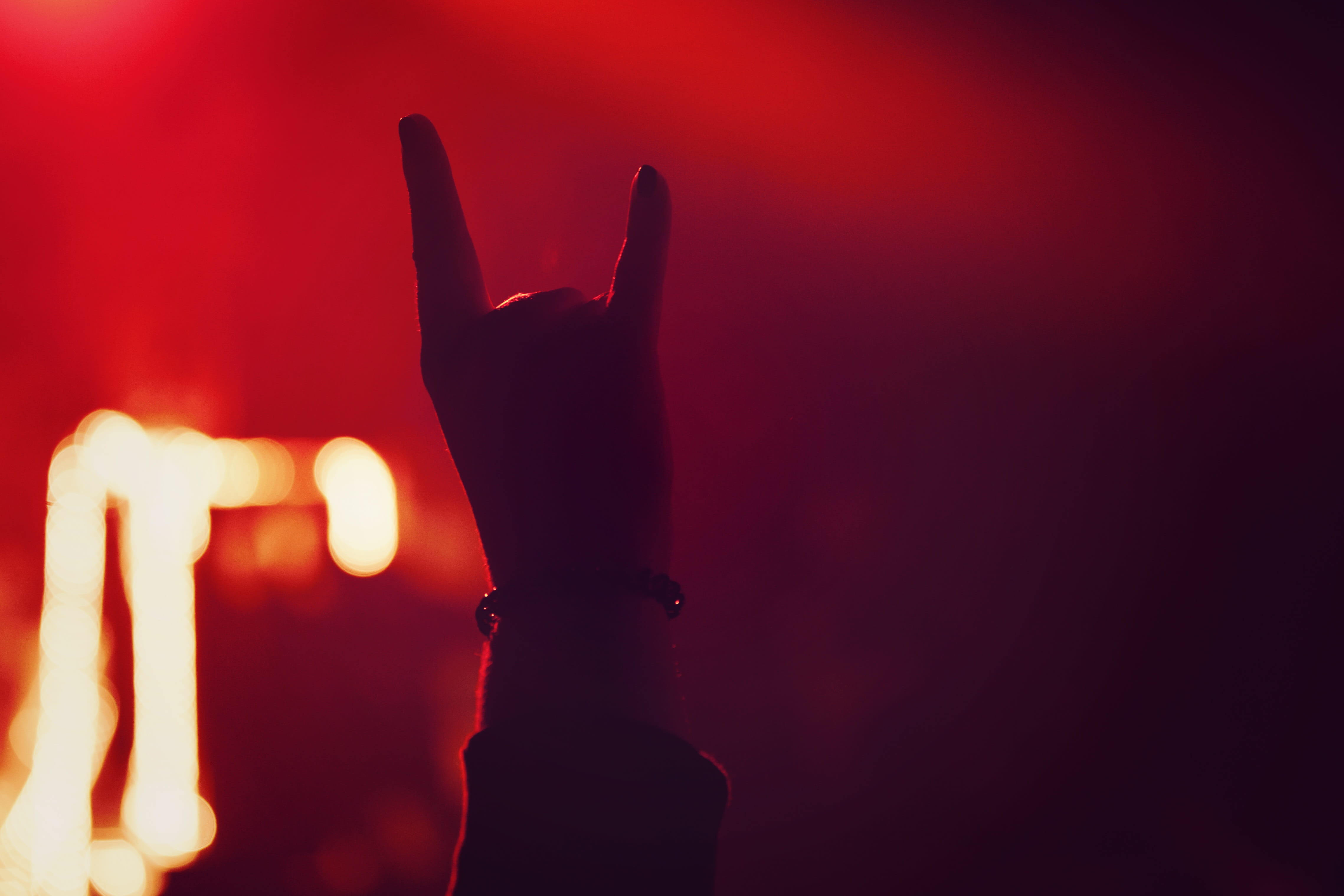 no people, illuminated, human finger, hand sign, gesturing, Concert, microphone, mood, Color, human limb, close-up, rock, finger, music, french fork, Music, HD Wallpaper
