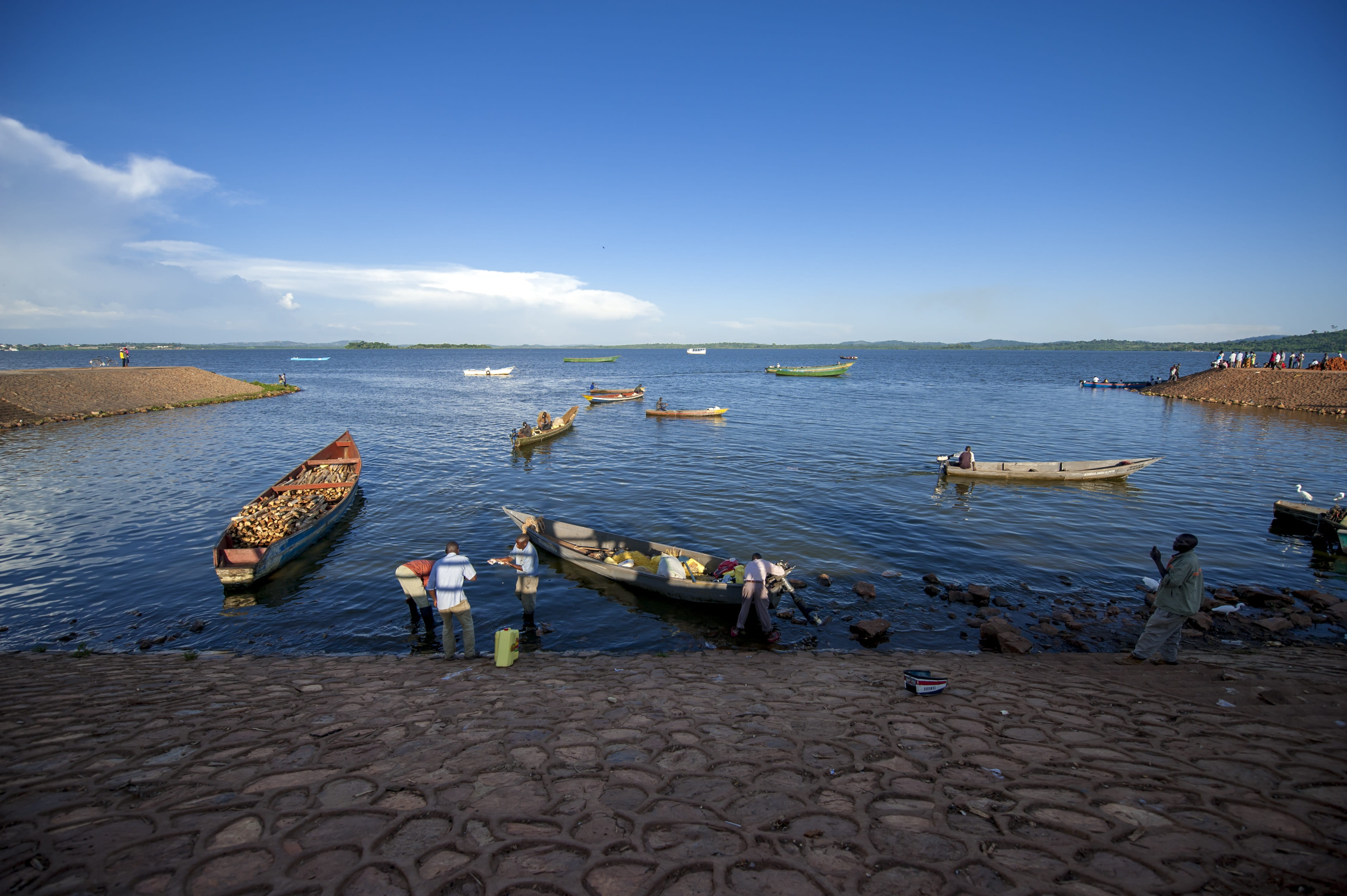 blue sky, Lake Victoria, 4K, victoria, people, nautical vessel, blue, no people, sky, transportation, lake, Uganda, sea, scenics - nature, men, water, HD Wallpaper