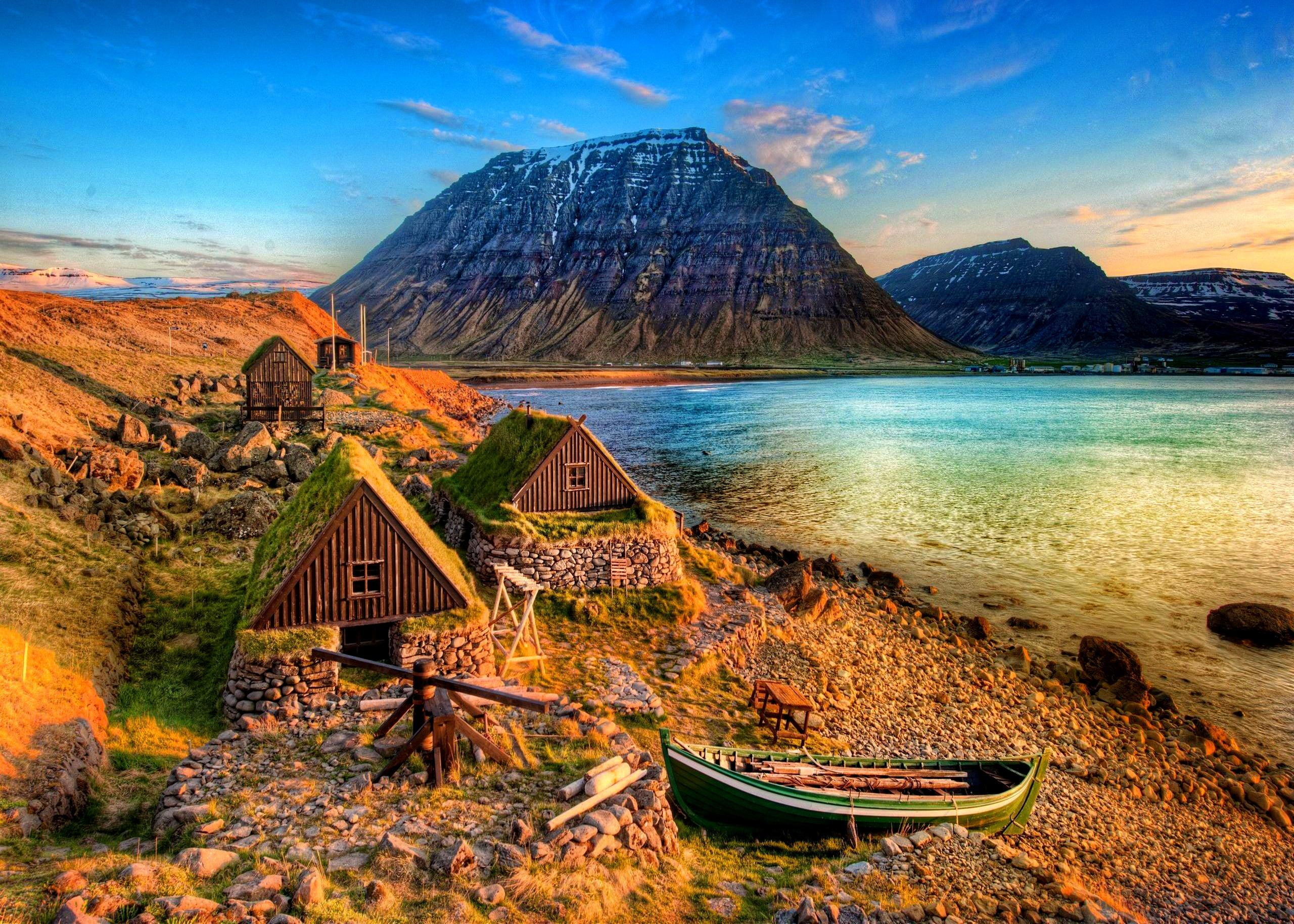 cottag, fishermen, peaceful, houses, lake, house, 2K, abandoned, shore, riverbank, water, fisherman, boat, cabin, s, beautiful, HD Wallpaper