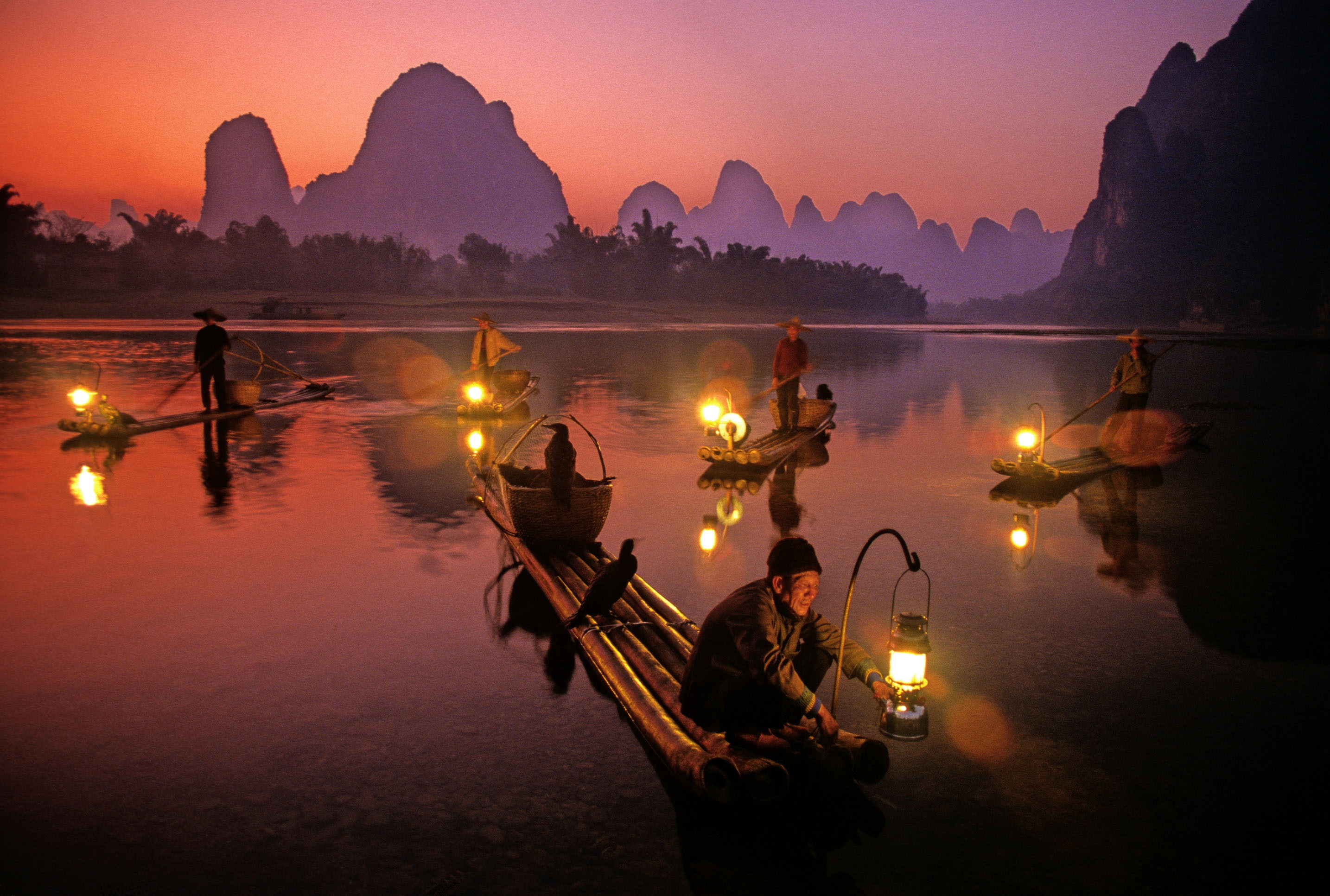2K, x, fishing, fishermen, animals, art, night, fish, hd, HD Wallpaper