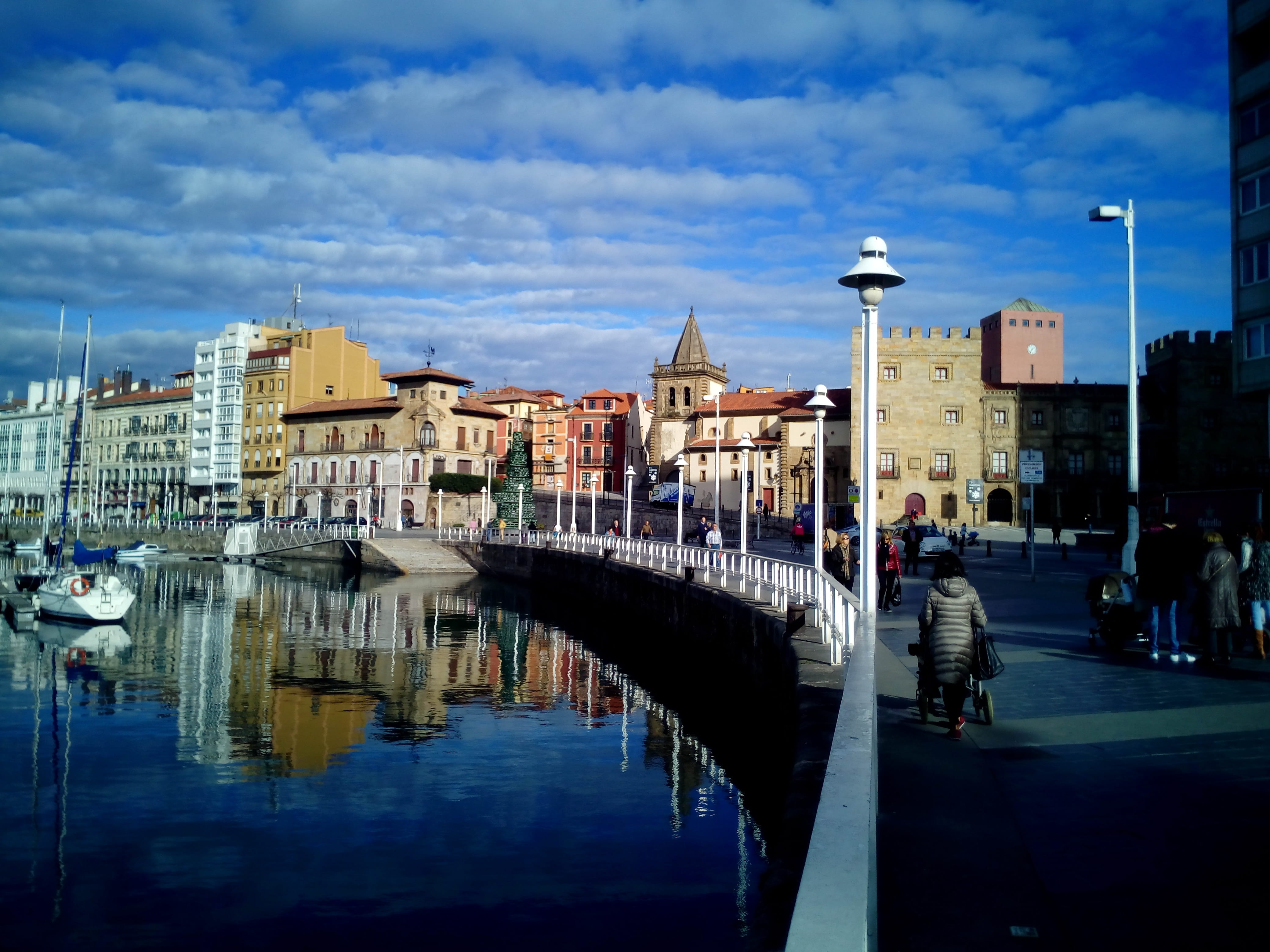 asturias, mode of transportation, boats, transportation, buildings, walk, gijón, costa, tourism, street, fishing, cityscape, sea, waterfront, built structure, HD Wallpaper