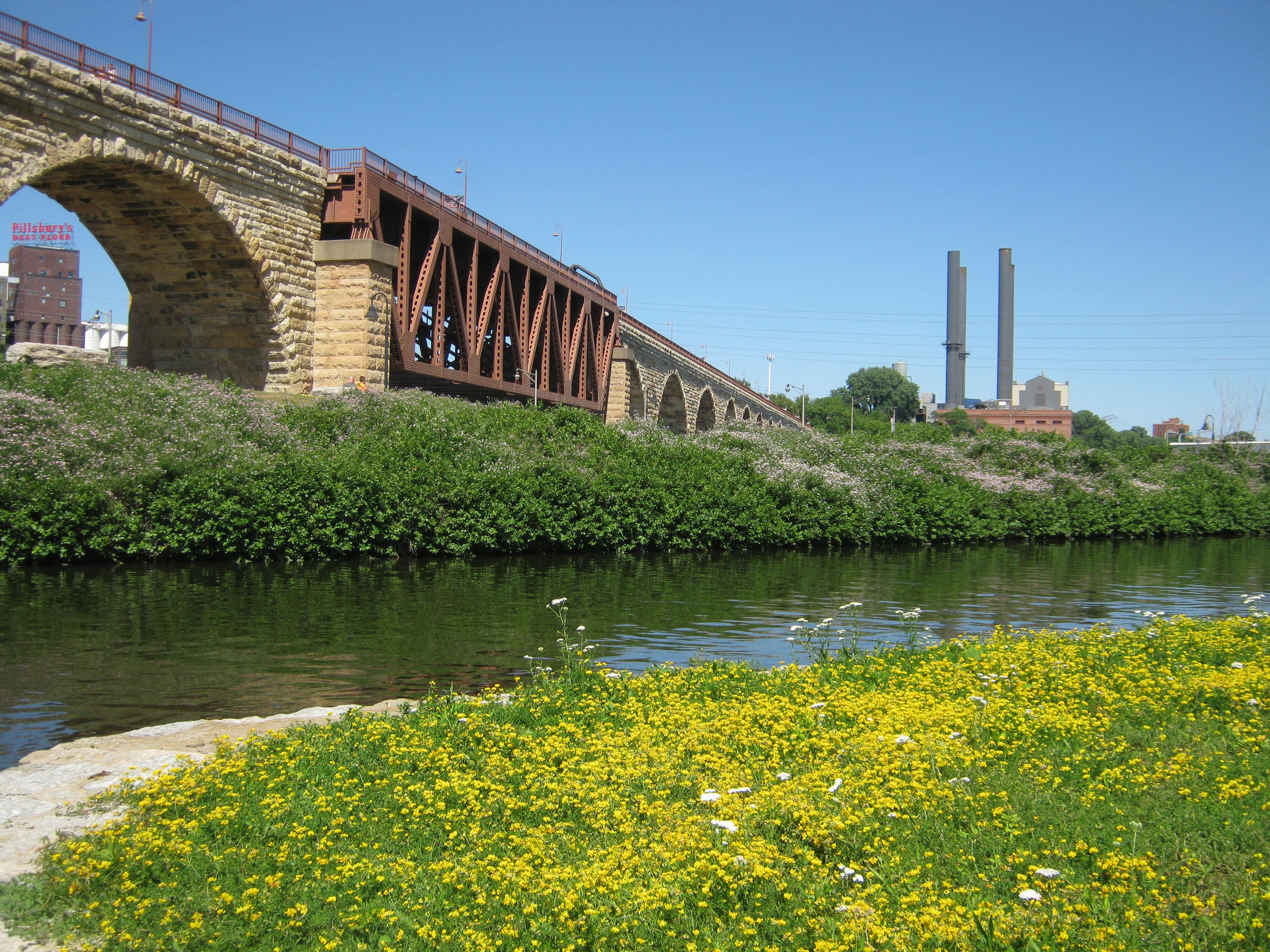 modern, building, building exterior, grass, city, architecture, flower, america, scene, usa, bridge, cityscape, sky, day, no people, exterior, minneapolis, HD Wallpaper