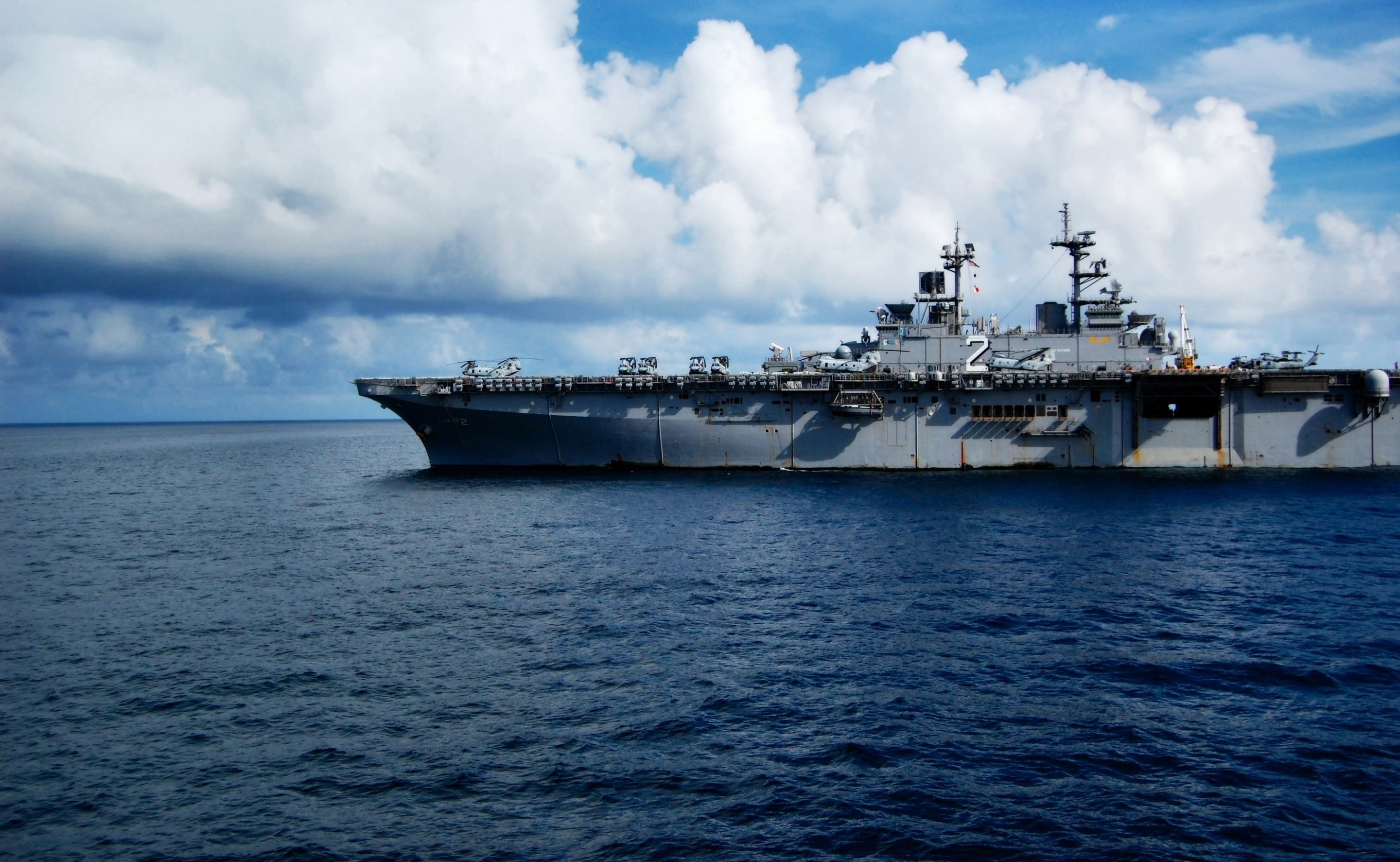 military, sky, horizon over water, 2K, nautical vessel, gray, outdoors, warship, transportation, no people, freight transportation, mode of transportation, HD Wallpaper