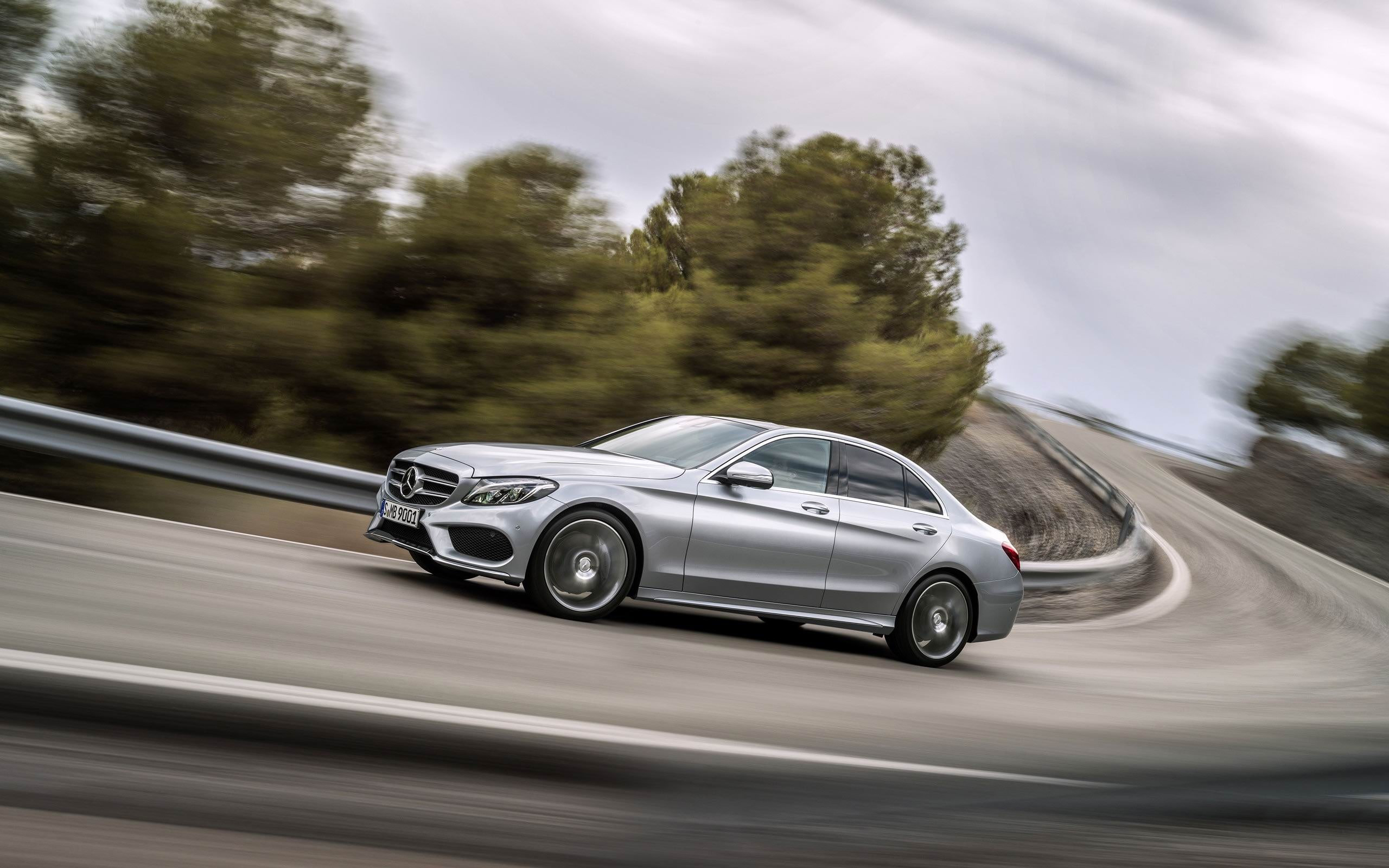 land vehicle, tree, blurred motion, transportation, sedan, car, 2K, nature, road, luxury, travel, speed, outdoors, road trip, hd, gray, wealth, HD Wallpaper