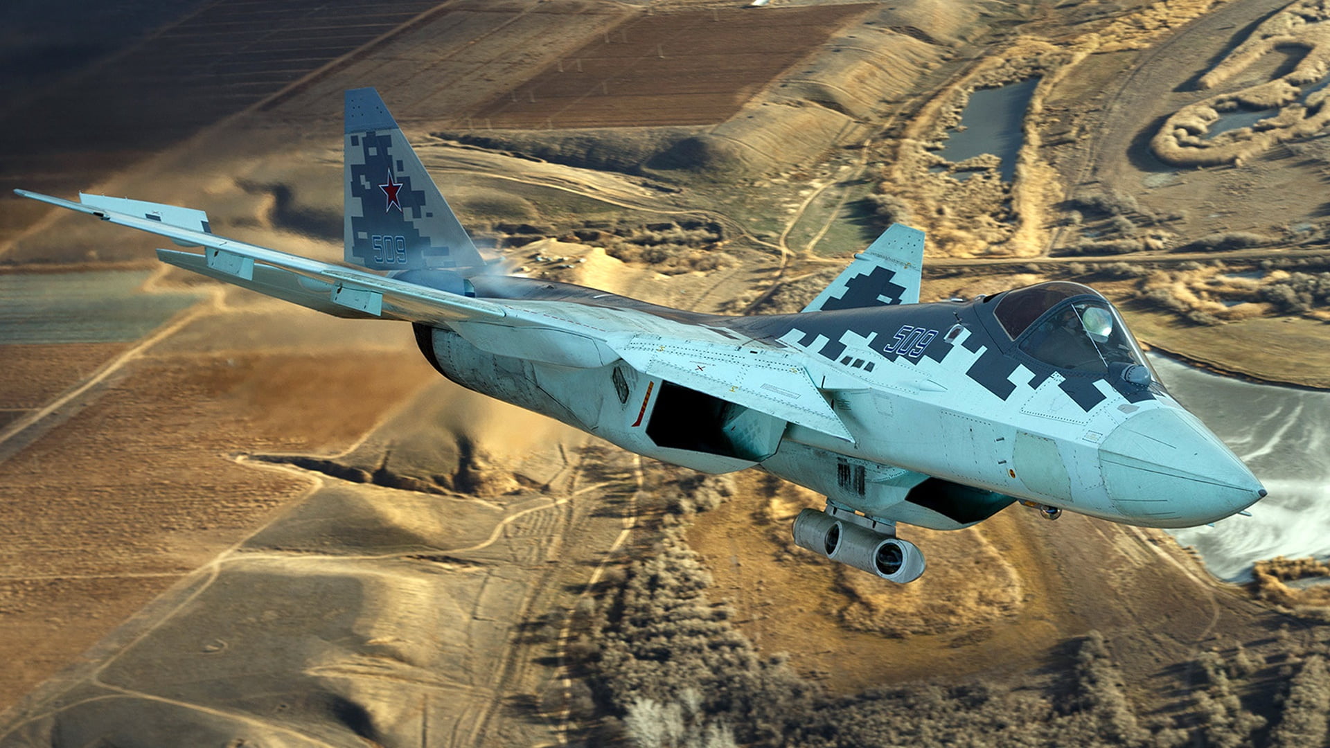 unobtrusive, the fifth generation fighter, Videoconferencing Russia, OKB imeni P. O. Sukhoi, promising Russian multifunctional, Su-57, 1080P, HD Wallpaper