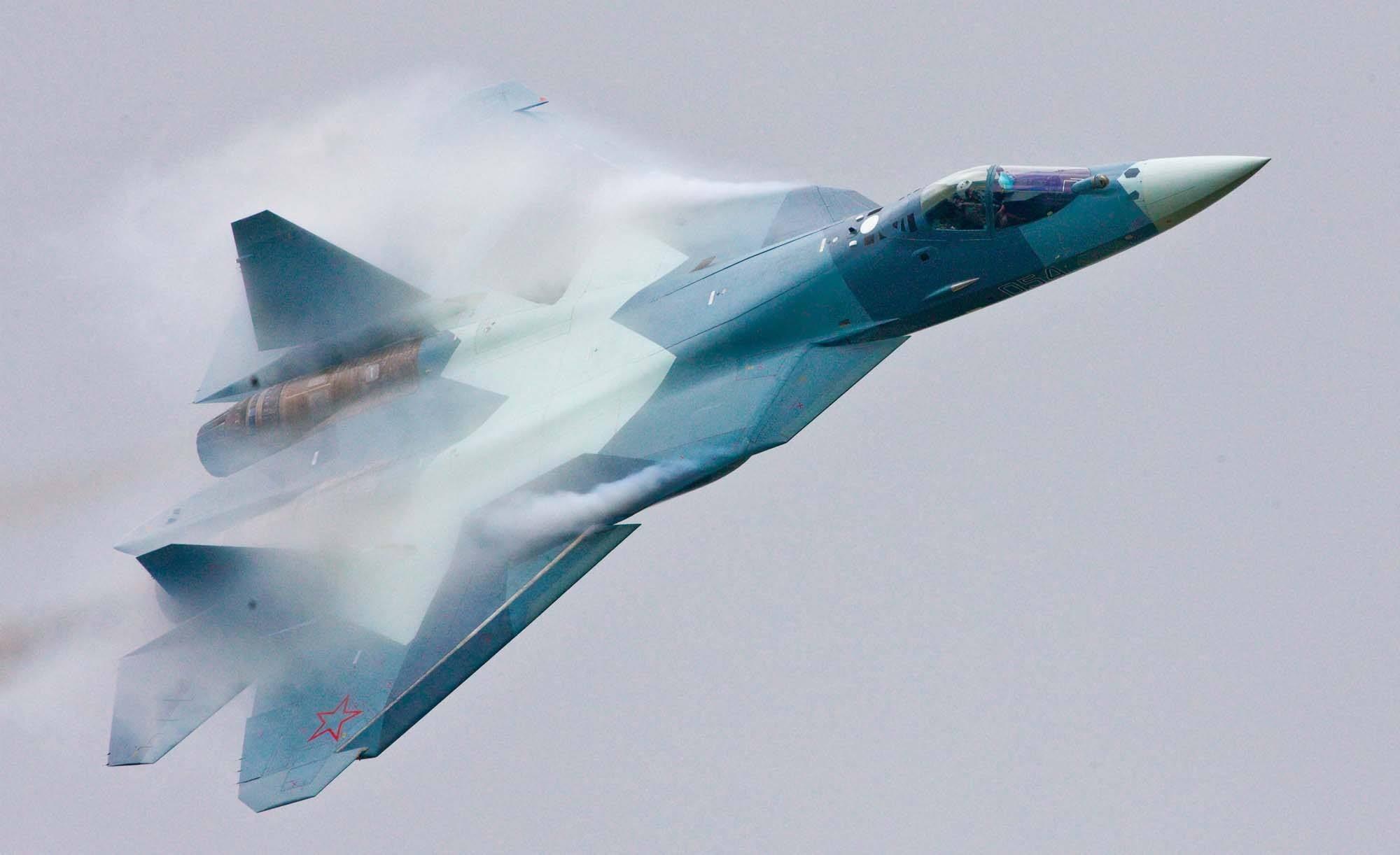 fighter plane, 1080P, transportation, on the move, air force, speed, motion, outdoors, nature, Sukhoi PAK FA, Russian Air Force, day, mode of transportation, HD Wallpaper