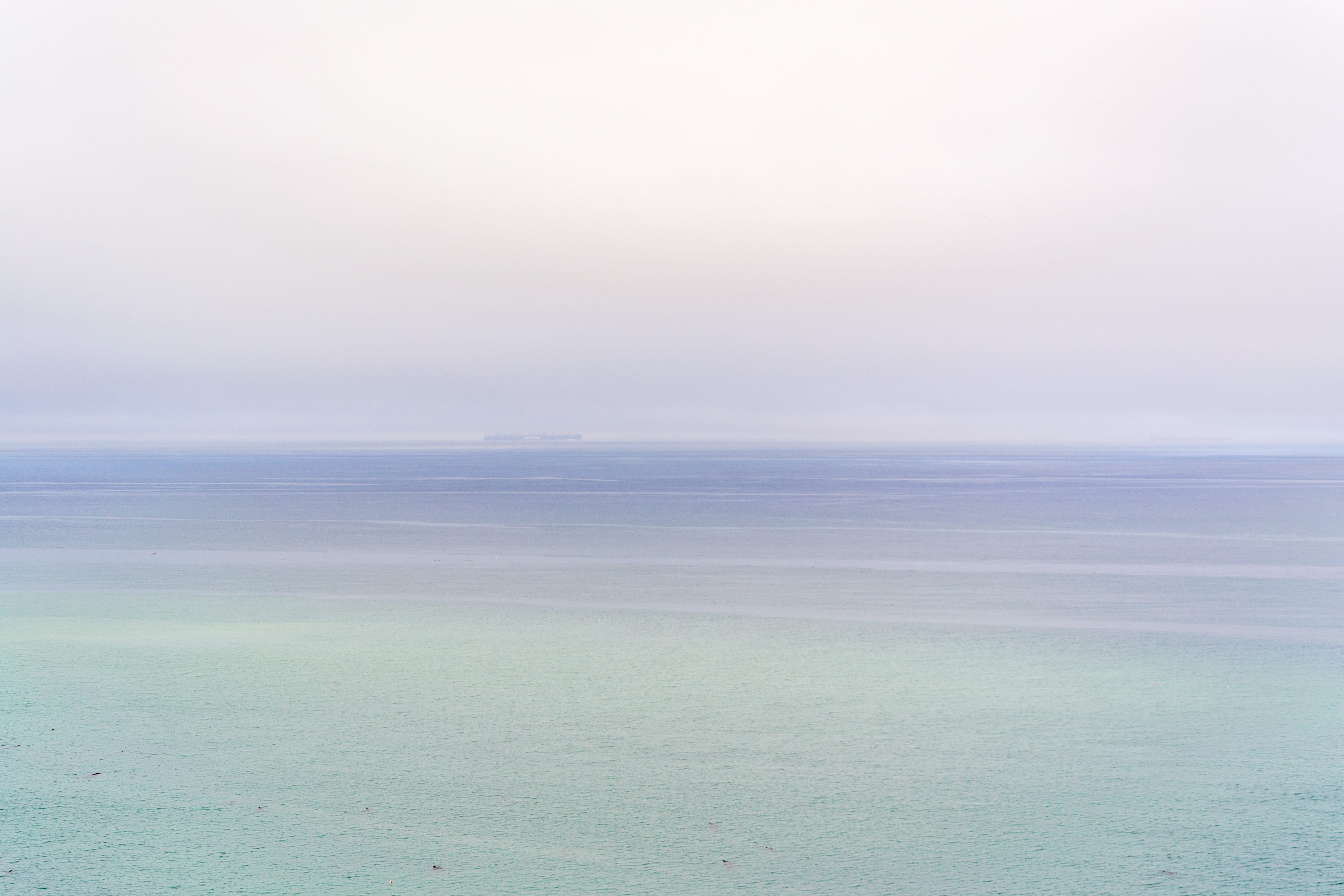 beauty in nature, tranquil, field, landscape, foggy, oceanview, idyllic, ombre, scenics - nature, remote, day, tranquil scene, fog, horizon, pink, calm, HD Wallpaper