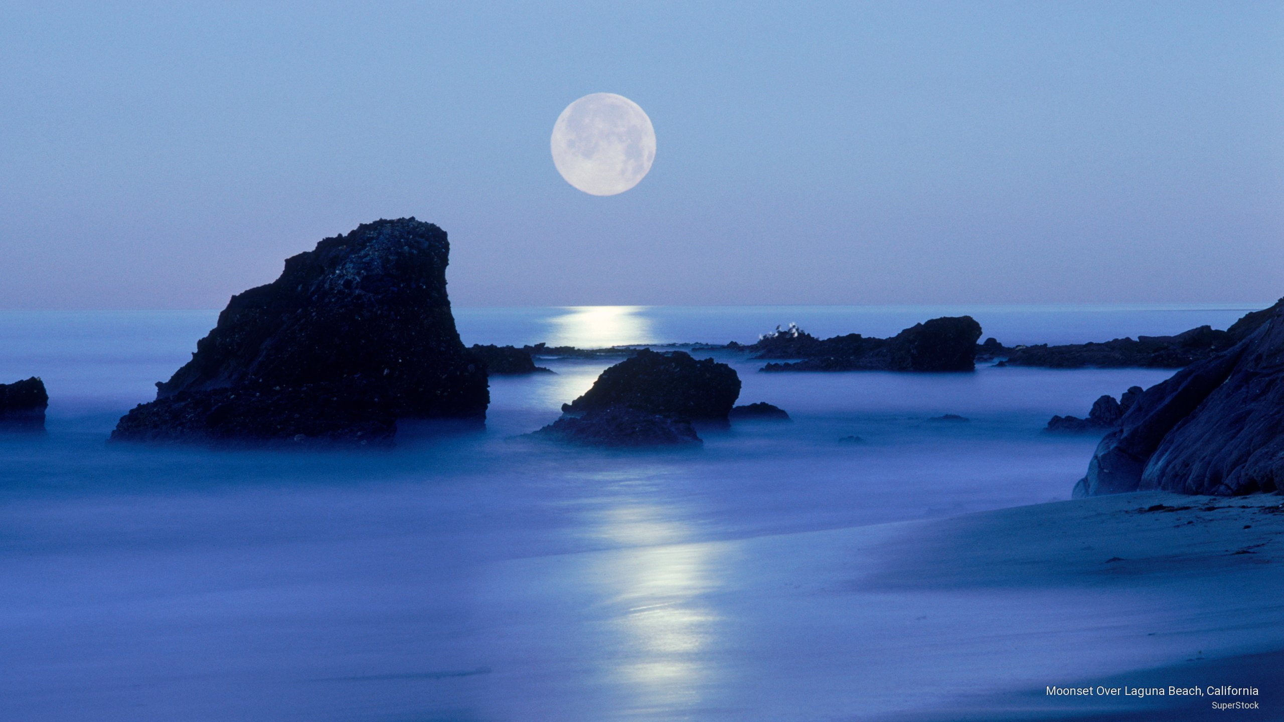 moonset, beach, laguna, 2K, Beaches, california, HD Wallpaper
