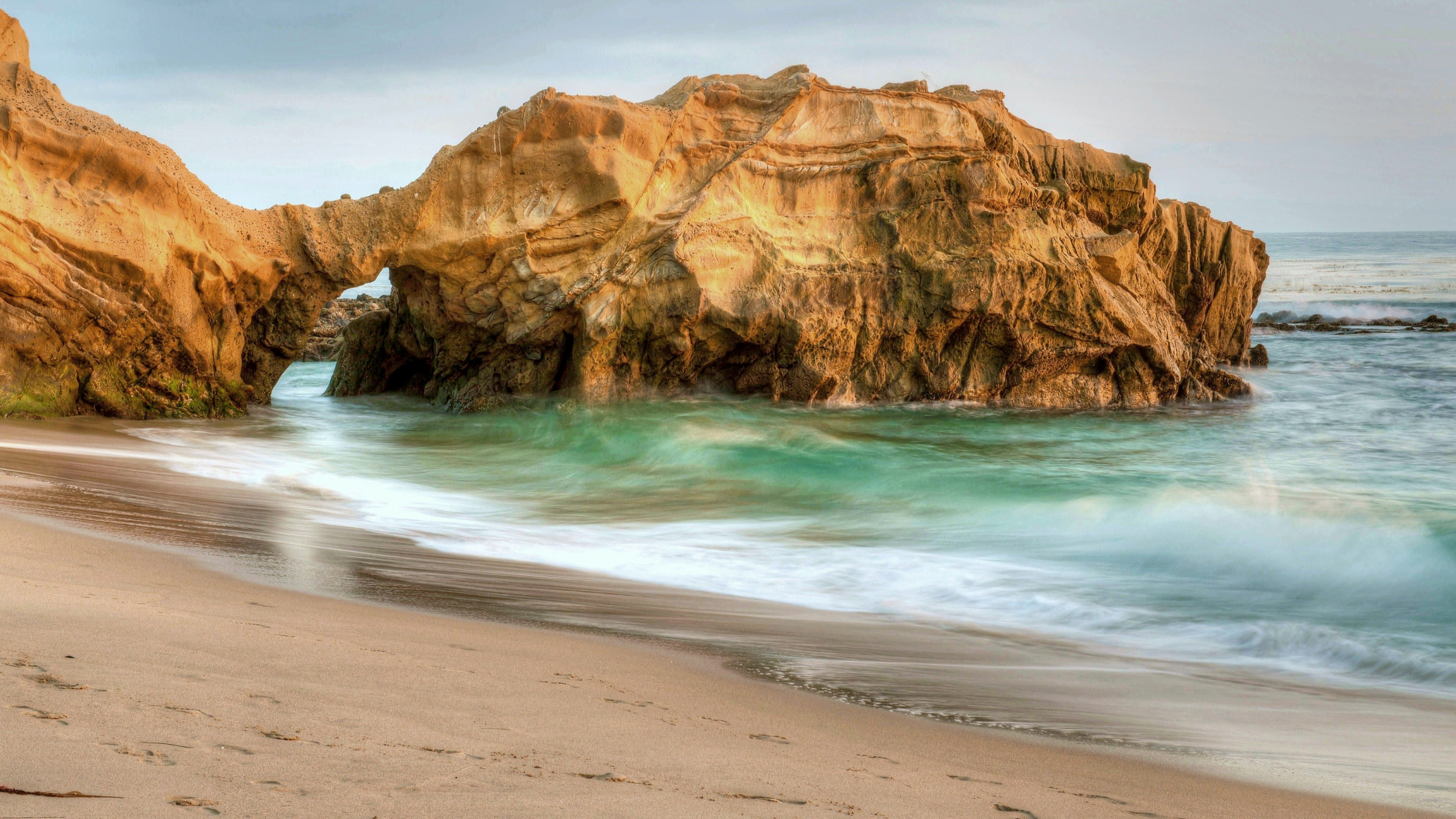 daytime, 5k, tourism, USA, California, 8K, Laguna Beach, Pearl Street, Beach, waves, stone, cliff, travel, Best Beaches in the World, 8k, HD Wallpaper