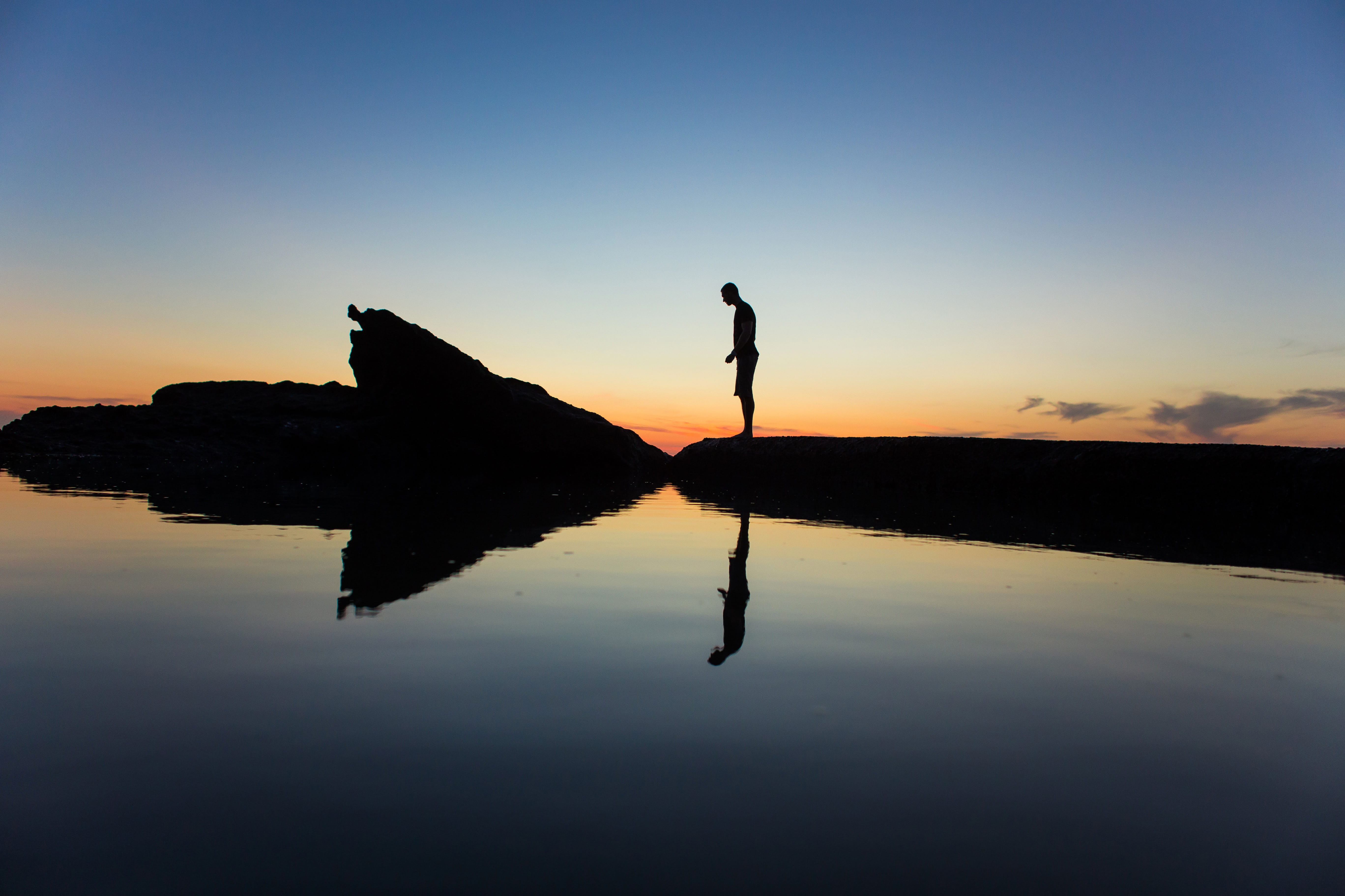 silhouette, outdoors, trip, sea, darkness, laguna, dusk, scenics - nature, laguna beach, landscape, shore, water, sunrise - Dawn, nature, holiday, full length, HD Wallpaper