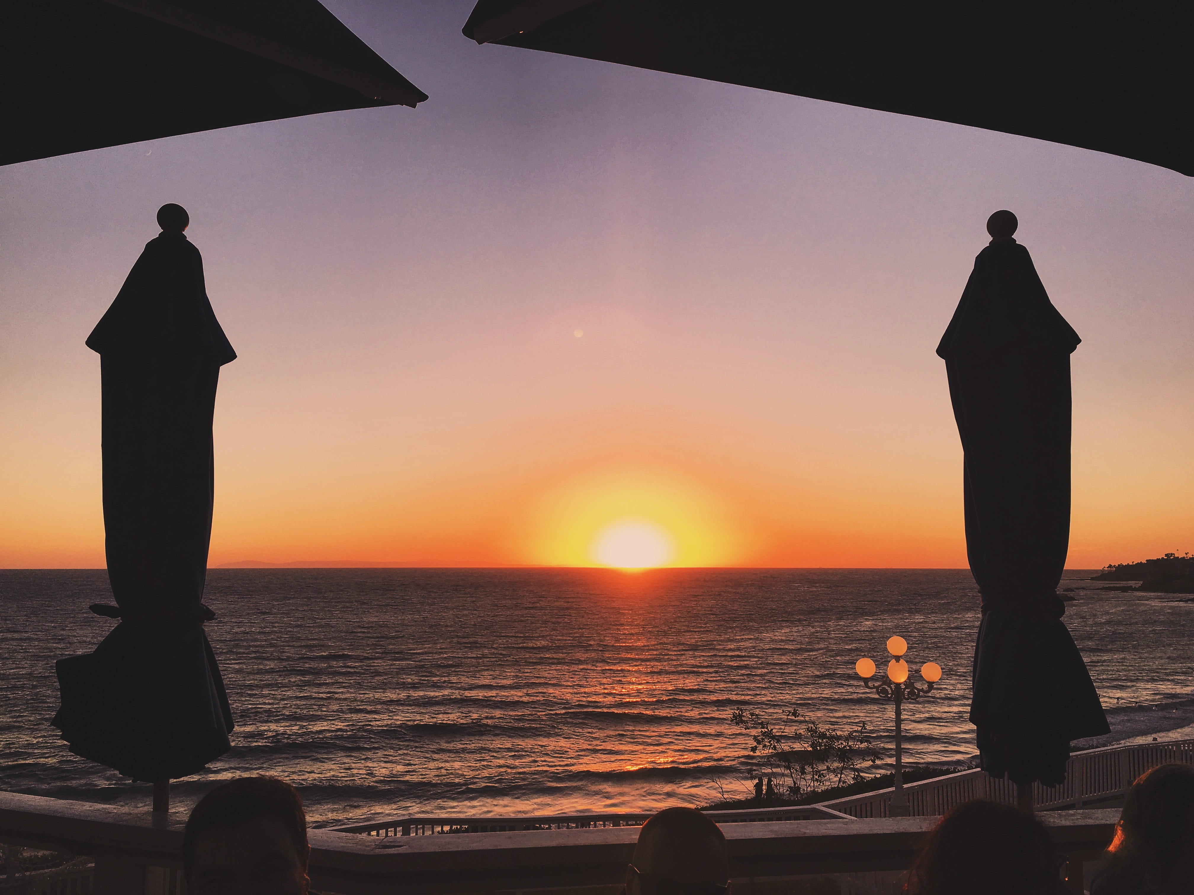 sunset, idyllic, laguna beach, sky, ocean, waves, 4K, orange color, united states, tranquility, tranquil scene, water, sea, outdoors, scenics - nature, HD Wallpaper