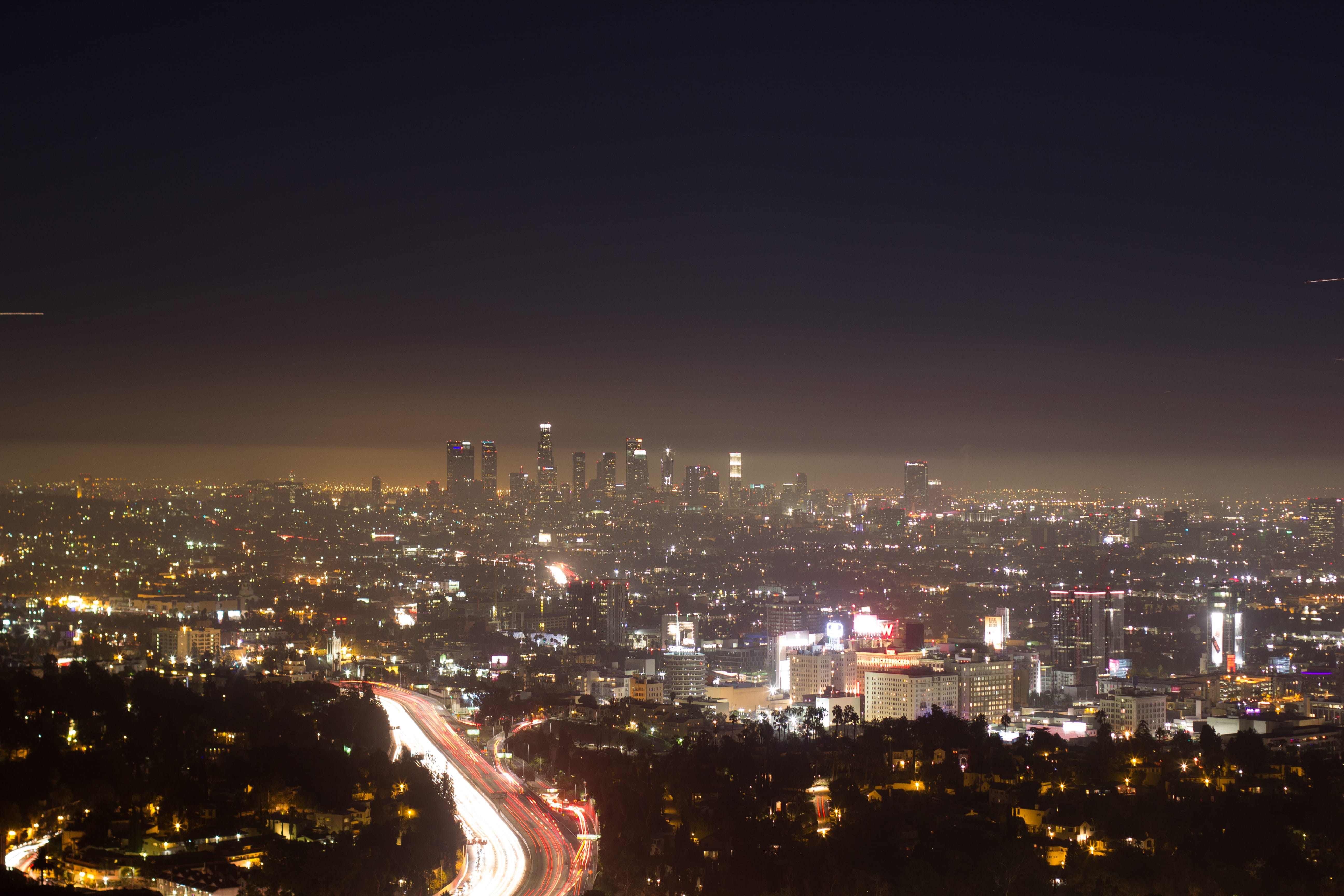 modern, night, long exposure, california, building, residential district, financial district, illuminated, high angle view, crowd, built structure, united states, HD Wallpaper