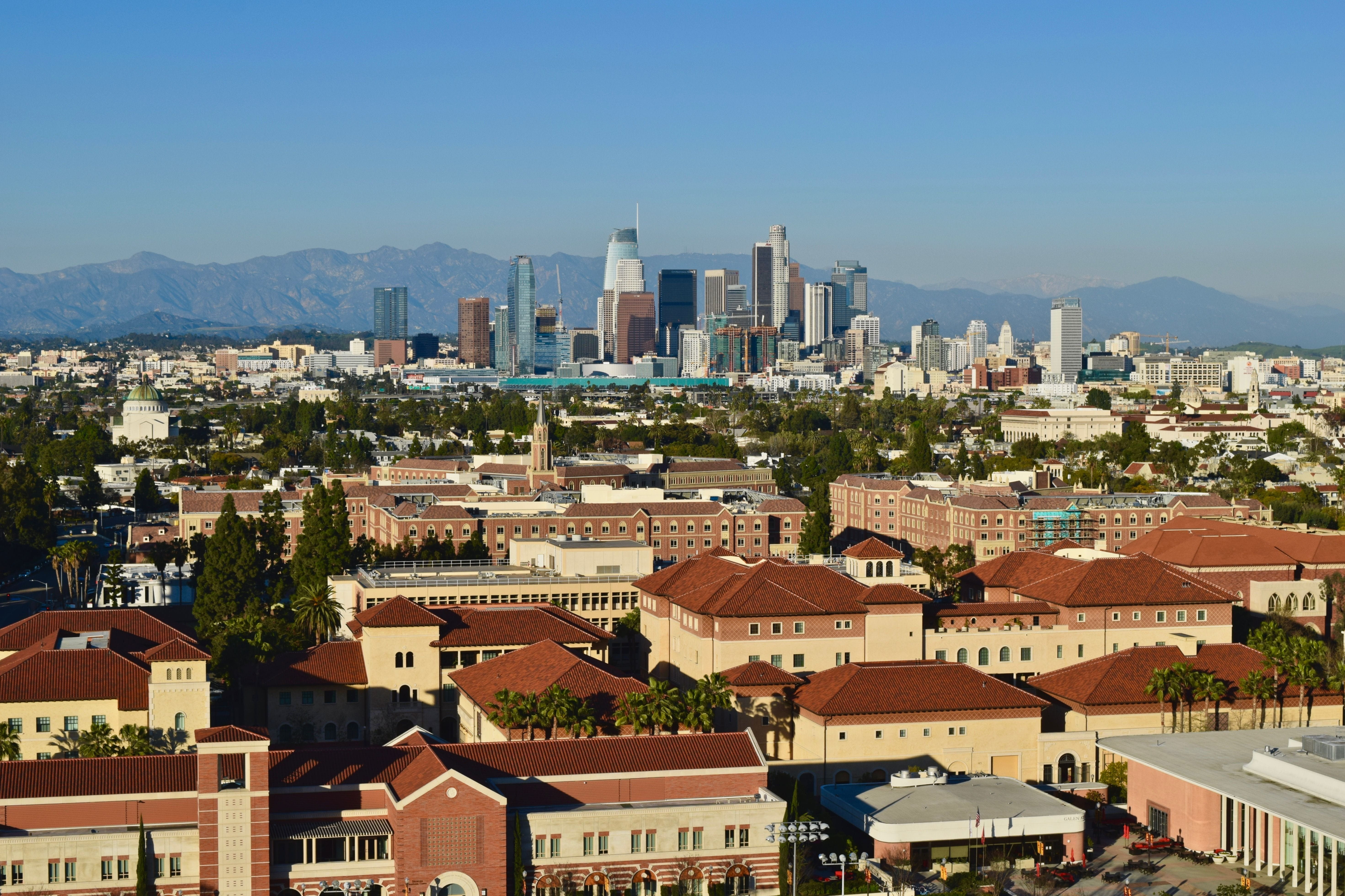 residential district, crowded, day, hollywood, architecture, university of southern california, settlement, mudd hall, roof, sky, high angle view, townscape, HD Wallpaper