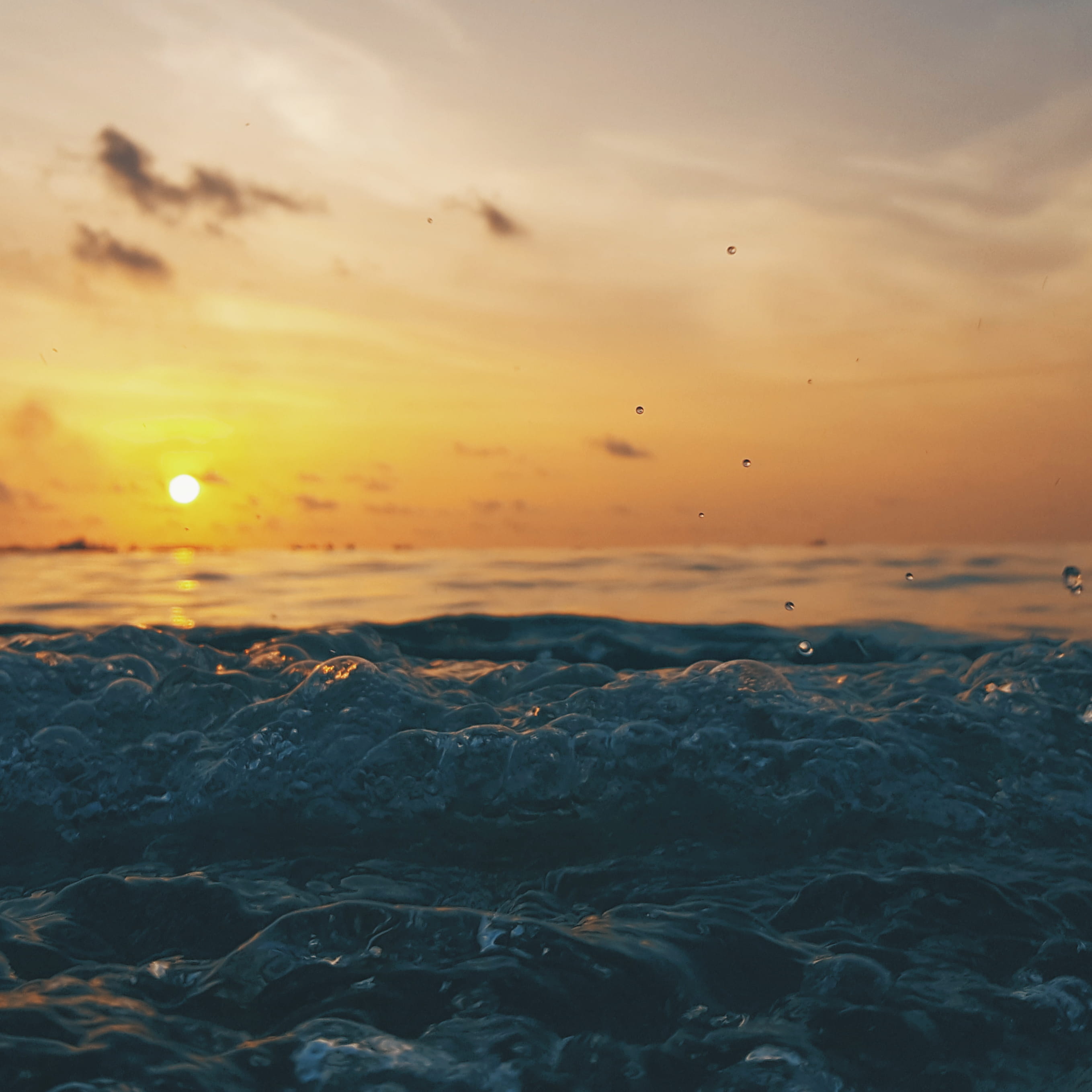 photography, sunrise, ocean, no people, orange light, sea, tranquility, tranquil scene, orange color, sky, nature, waves, dawn, scenics - nature, sunset sky, Phone HD Wallpaper