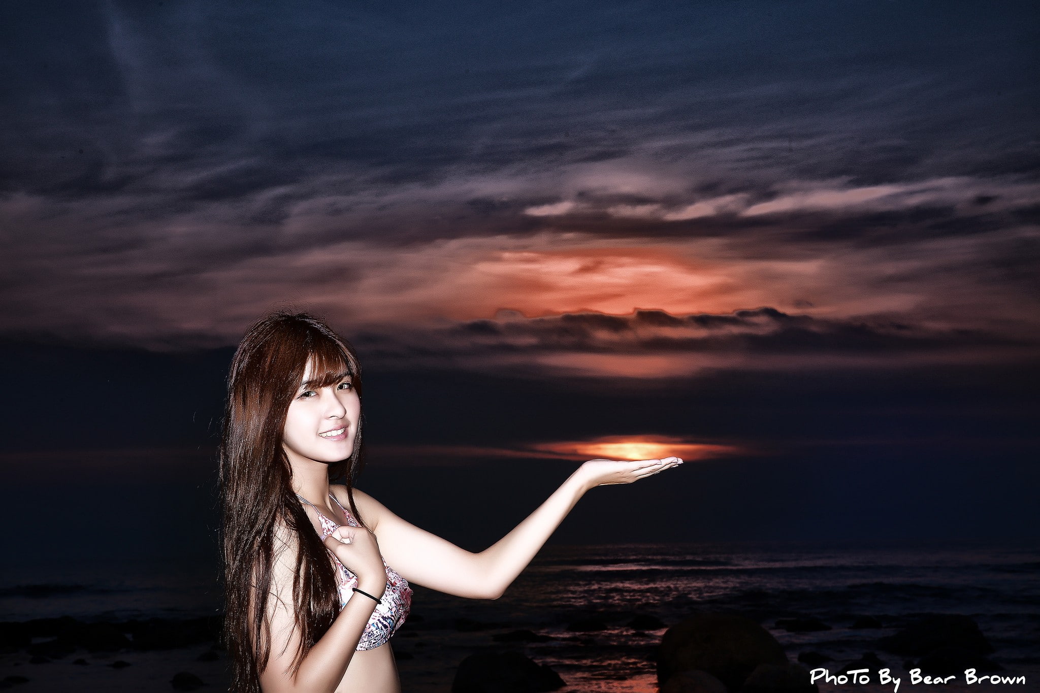 land, sky, women on beach, one person, beauty, hairstyle, beauty in nature, young adult, women, brunette, beautiful woman, Asian, adult, cloud - sky, portrait, HD Wallpaper