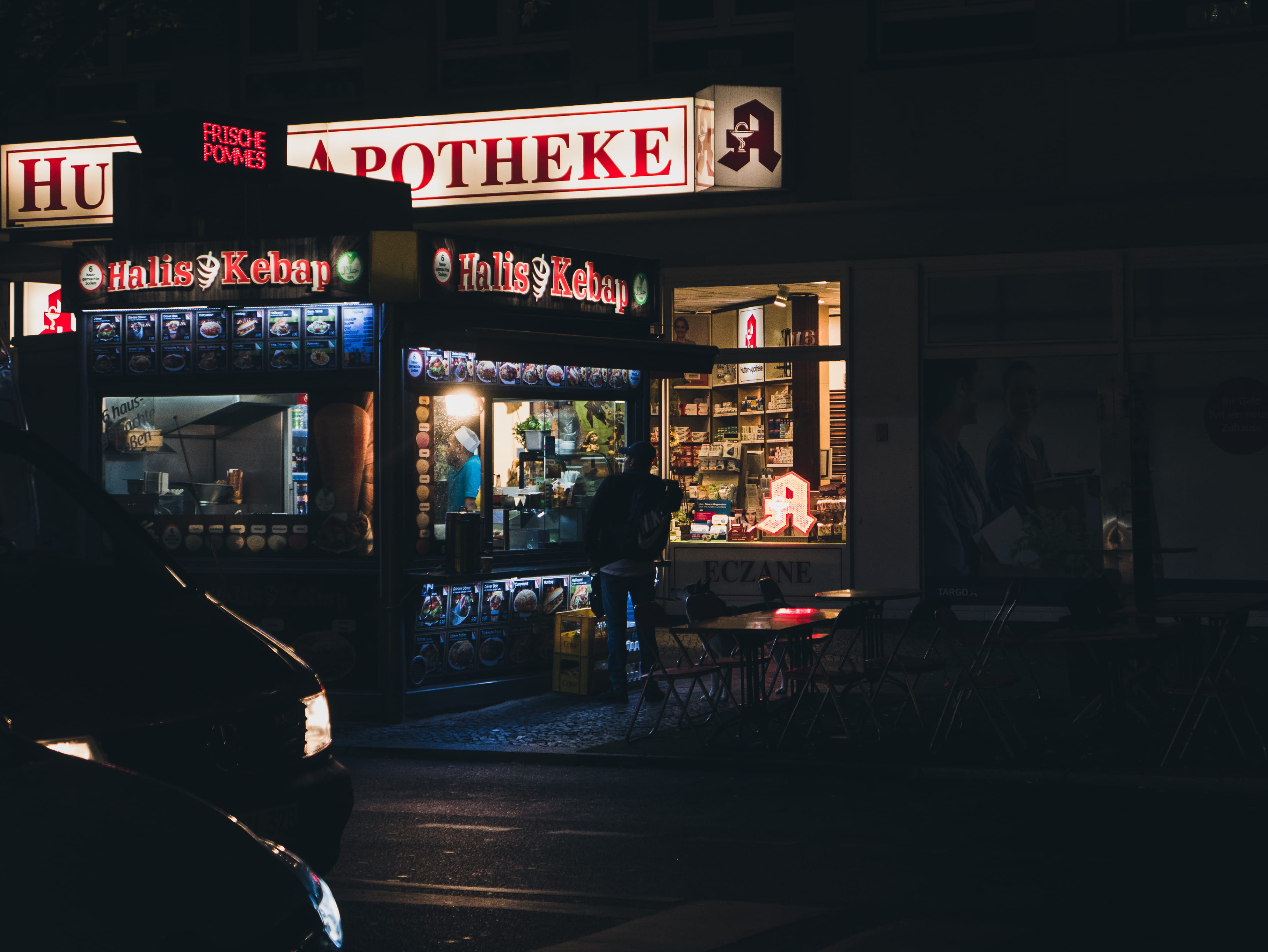 business, outdoors, communication, western script, store, urban, architecture, built structure, city, non-western script, text, neon, leisure activity, HD Wallpaper