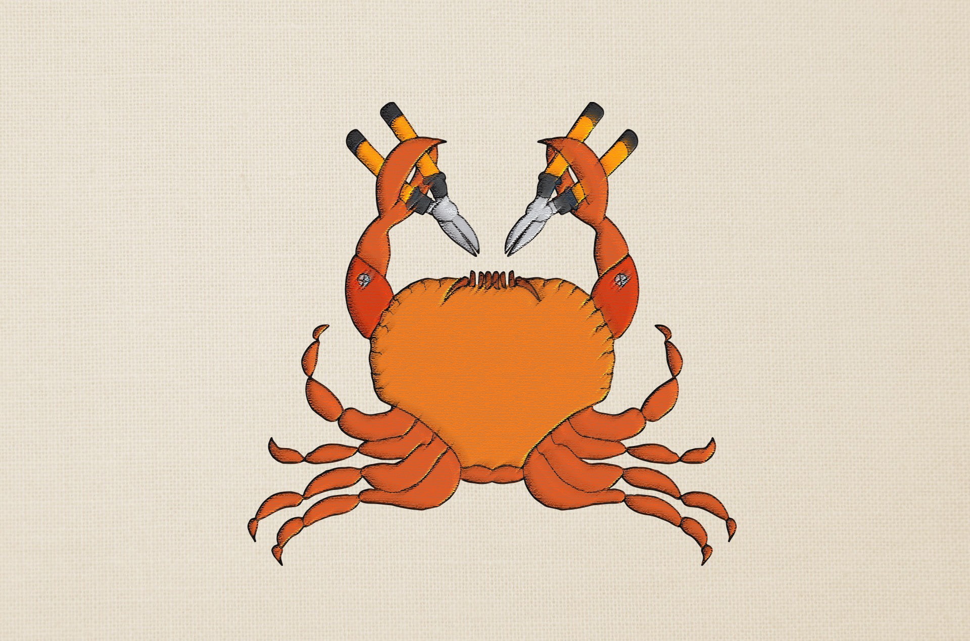 crab, close-up, pattern, insect, artwork, invertebrate, orange color, animal, indoors, animal wildlife, no people, cut out, 1080P, wall - building feature, HD Wallpaper