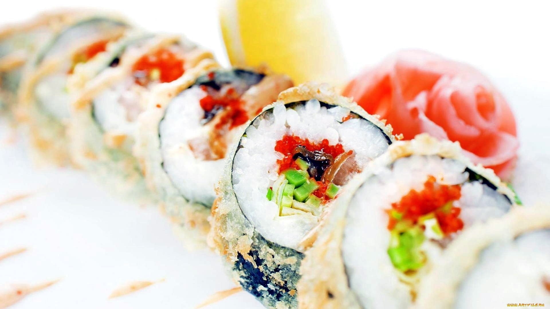close-up, fish, freshness, sushi, asian food, caviar, no people, ready-to-eat, healthy eating, seafood, rolls, garnish, rice, fruit, food, tasty, japanese food, HD Wallpaper