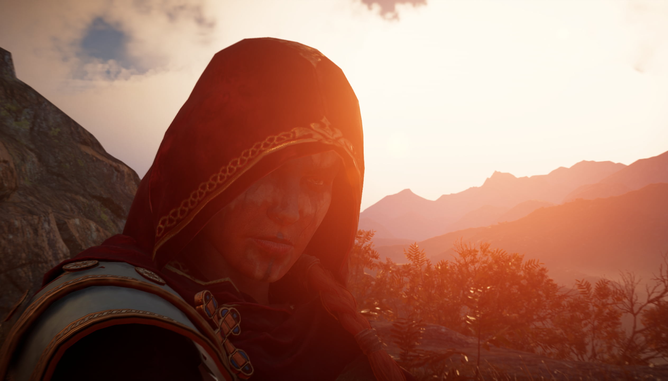 red, mountains, PC gaming, Assassins Creed: Valhalla, 1080P, Eivor, HD Wallpaper