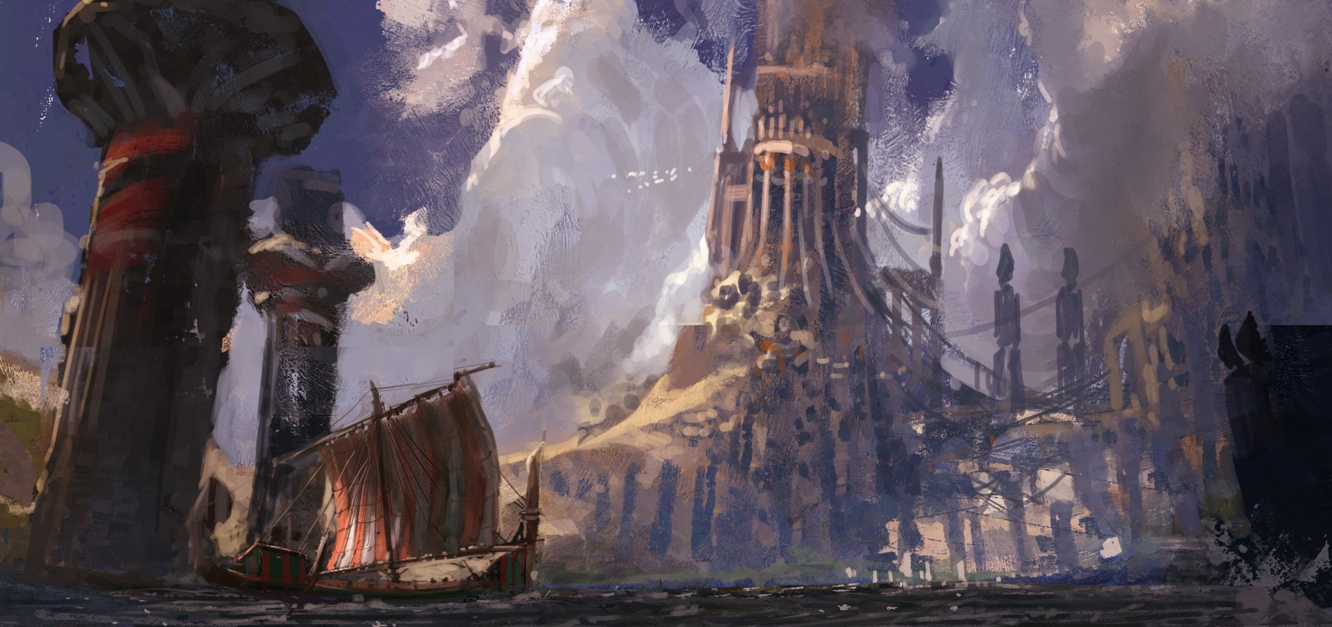 Building, Drakkar, Fantasy, Ship, 1080P, HD Wallpaper