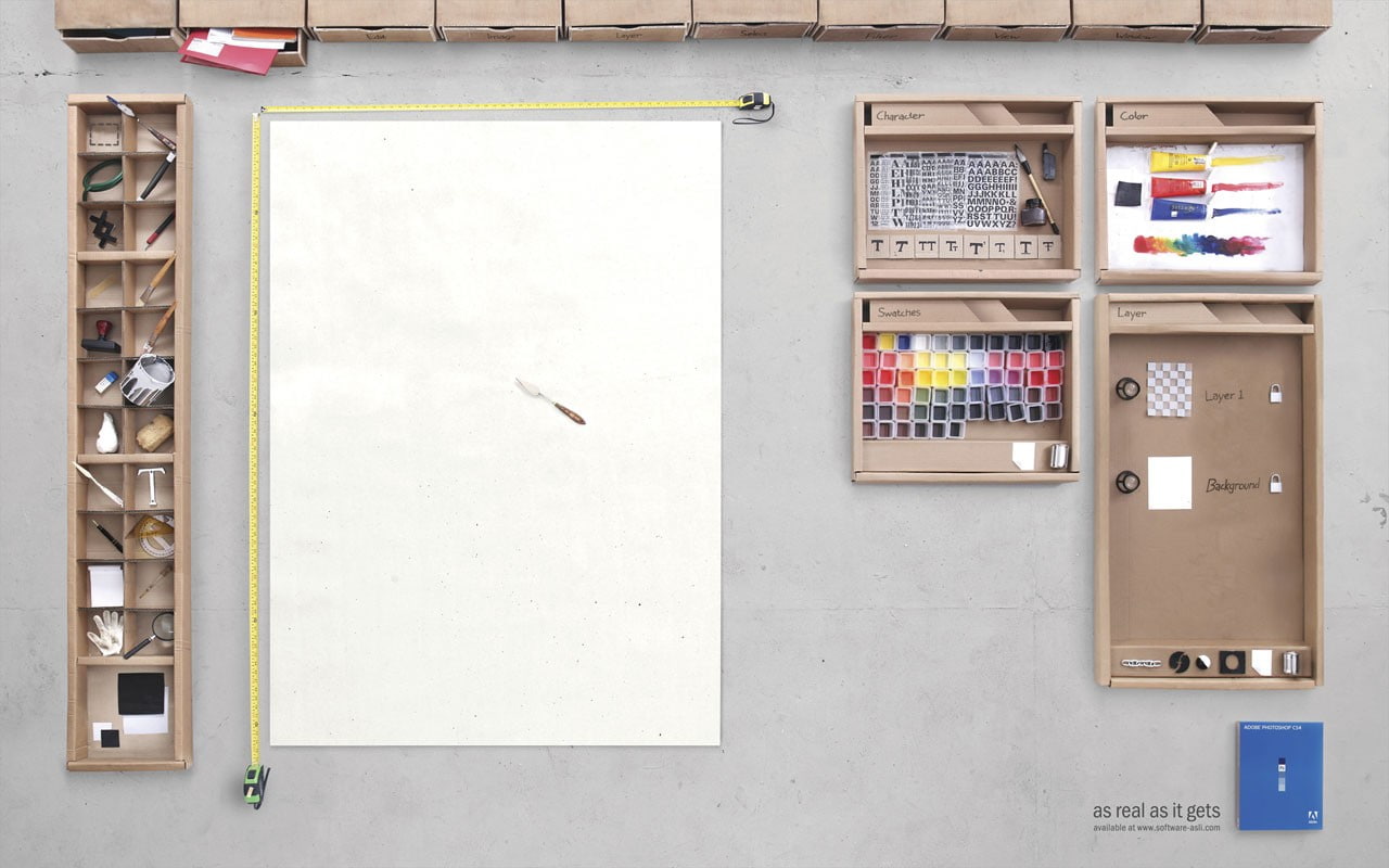digital art, Photoshop, colorful, brush, Tape Measure, tools, 720P, white, HD Wallpaper