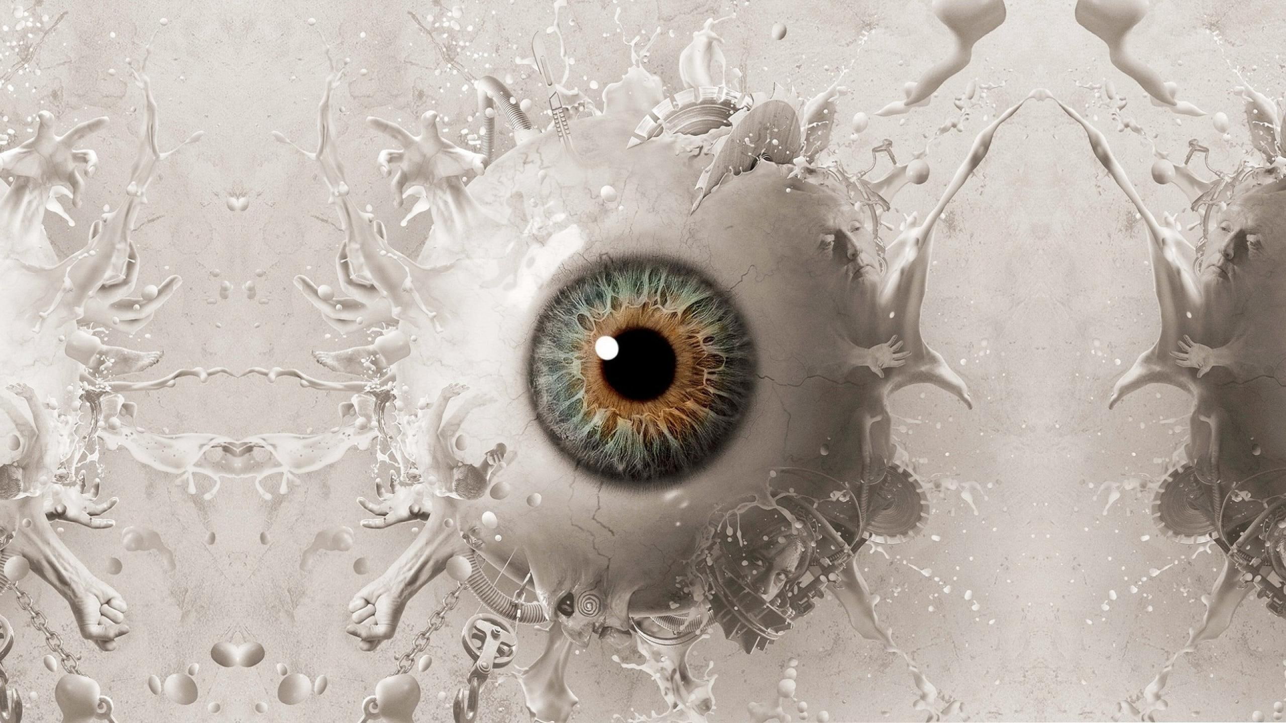 Eye, Creepy, Hand, Saw, Abstract, 2K, Artistic, Face, Movie, White, Saw (Movie), HD Wallpaper