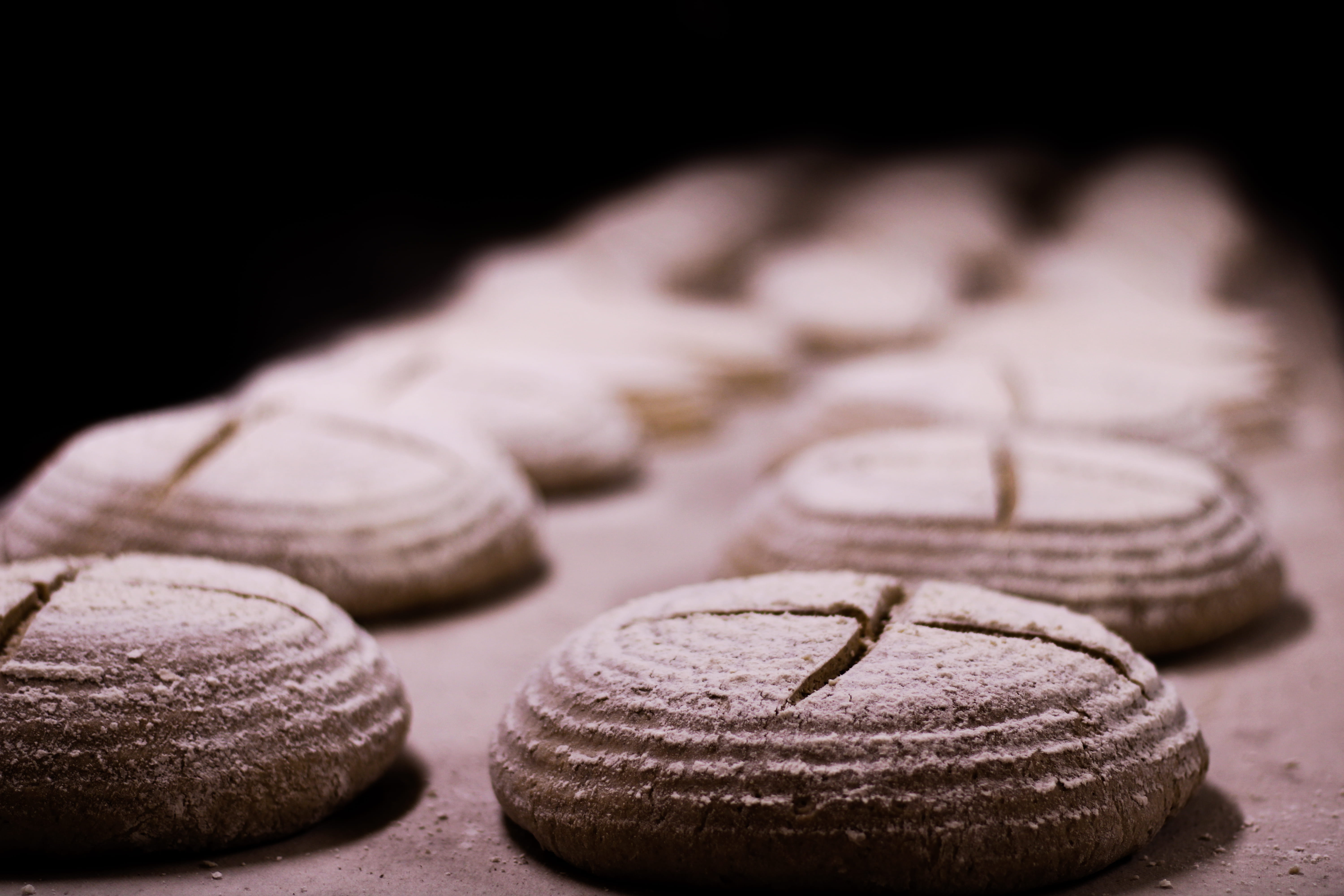 sourdough, doug, cross, sweet, bread, bakery, black background, selective focus, raw, no people, indoors, food, french food, ready-to-eat, 5K, focus on foreground, HD Wallpaper